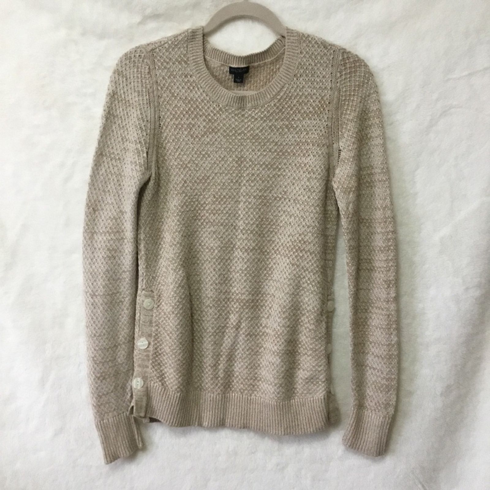 Ann Taylor Ann Taylor Light Brown Side Button Sweater Size S / US 4 / IT 40 - 1 Thumbnail