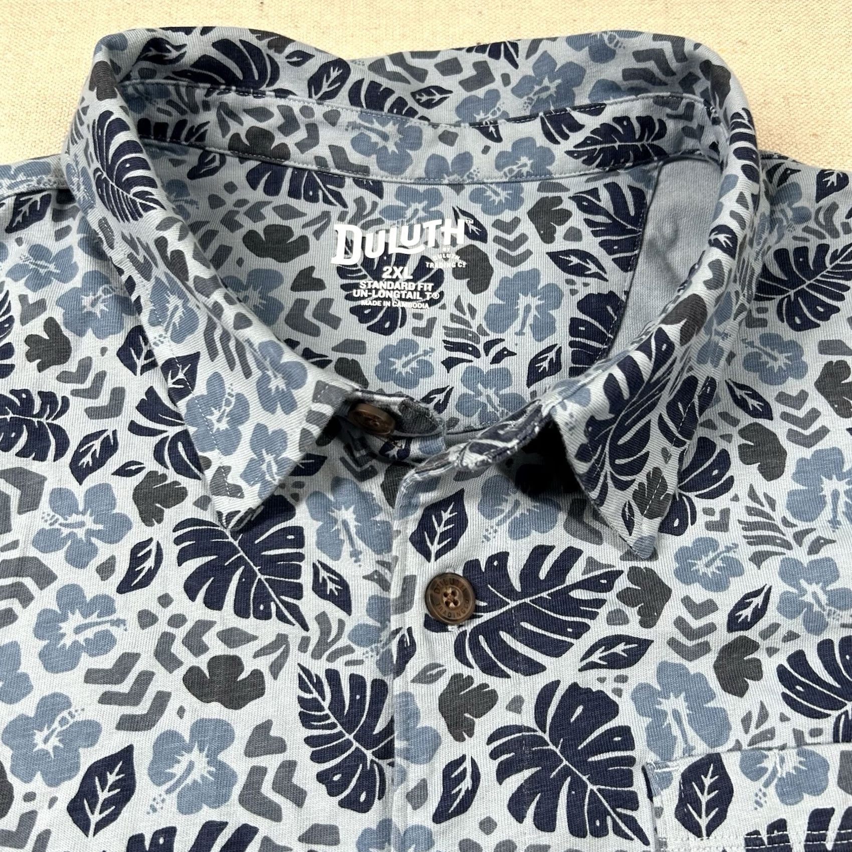 Vintage Duluth Trading Shirt Mens 2XL Floral Camp Button-Up Short Sleeve Knit Cotton Blue Hawaiian Aloha Vintage: No Size US XXL / EU 58 / 5 - 3 Thumbnail