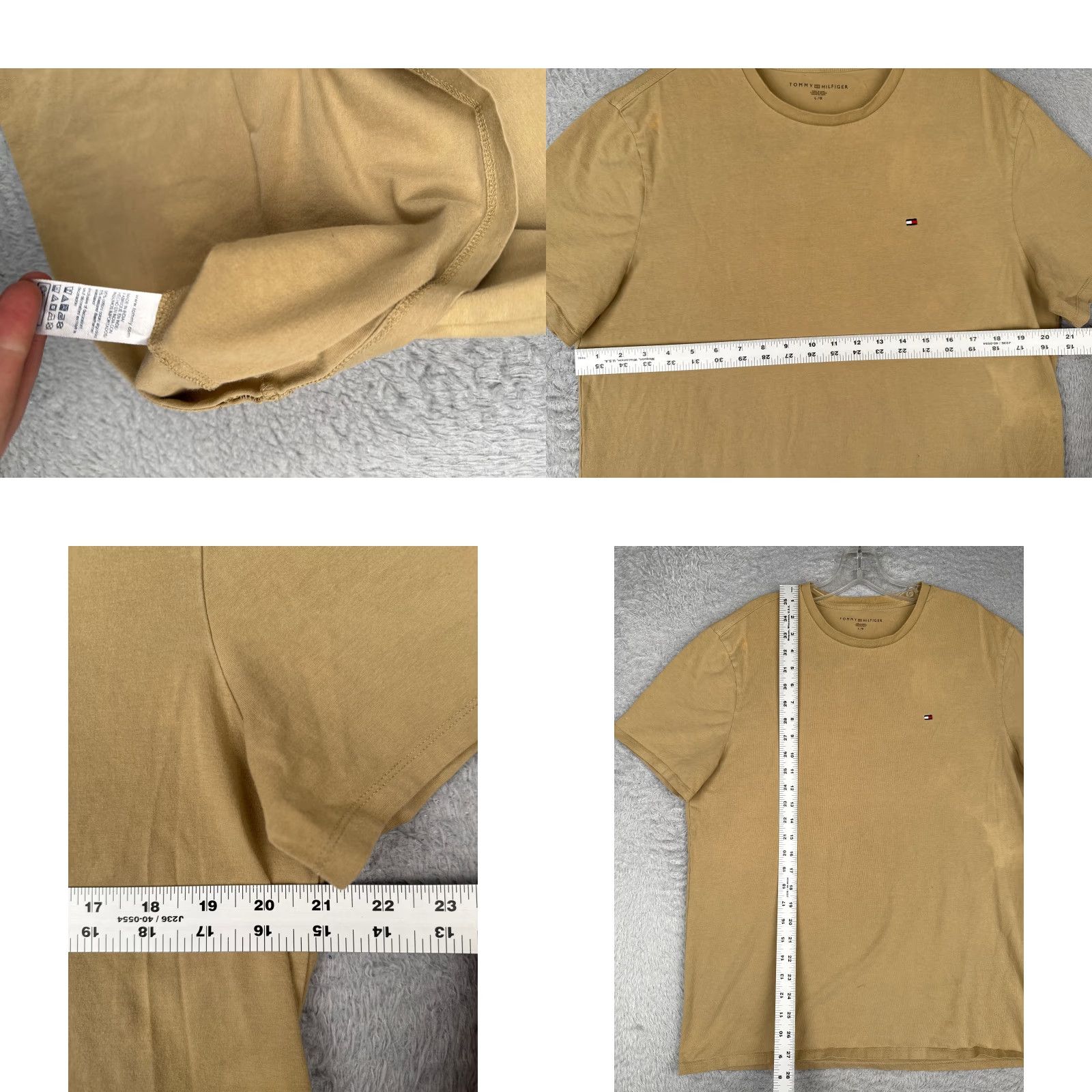 Tommy Hilfiger Tommy Hilfiger Shirt Beige Adult Large Short Sleeve Crew Neck Cotton Blend READ Size US L / EU 52-54 / 3 - 8 Thumbnail