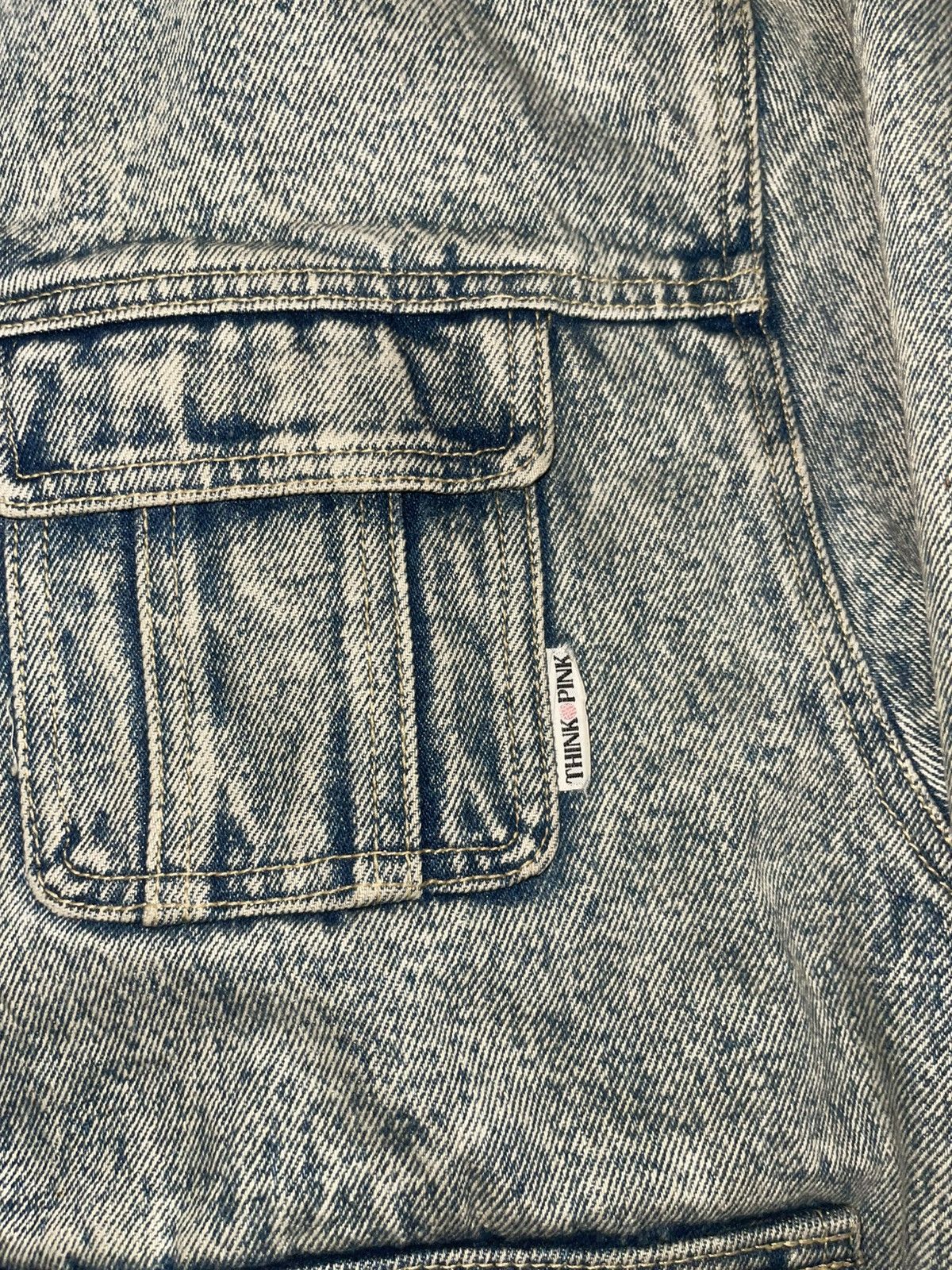 Vintage RARE 80s Think Pink Denim Jacket Acid Wash Sherpa Fleece Size US L / EU 52-54 / 3 - 7 Thumbnail