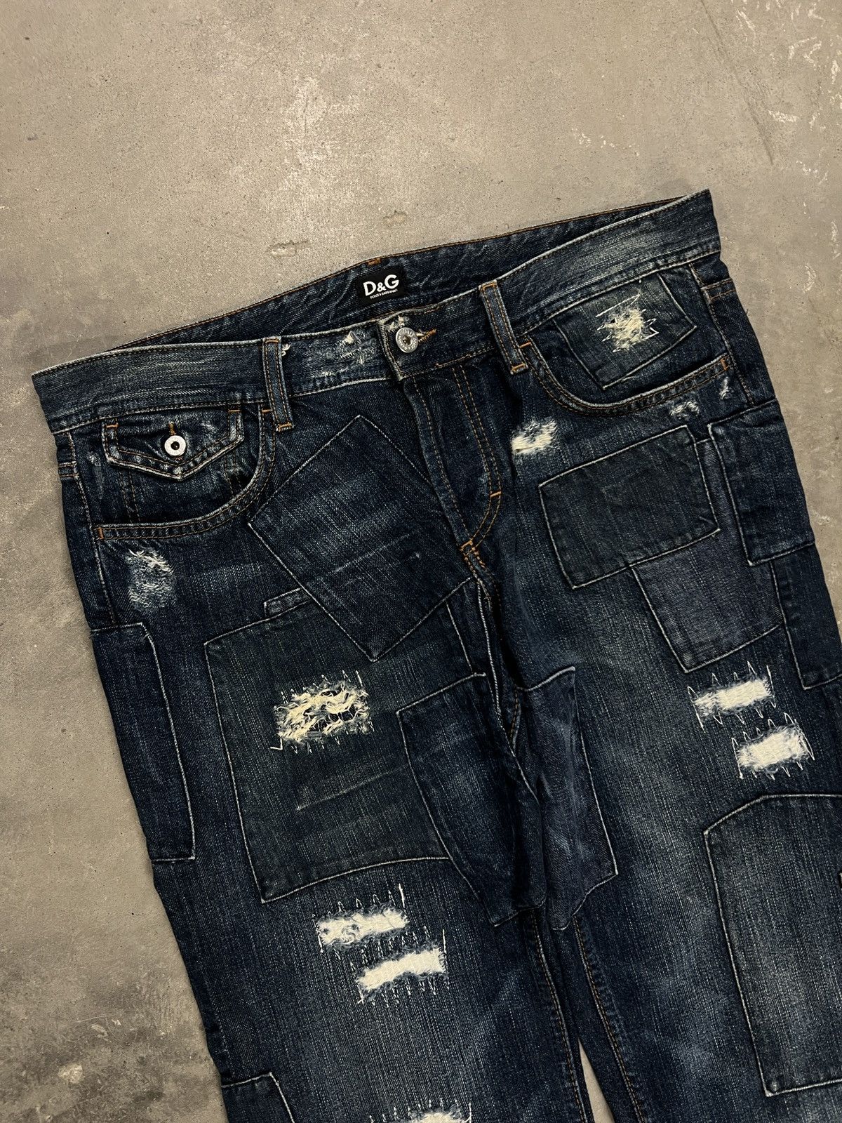 Dolce & Gabbana 00s Vintage Dolce & Gabbana Patchwork Jeans Size US 33 - 3 Thumbnail