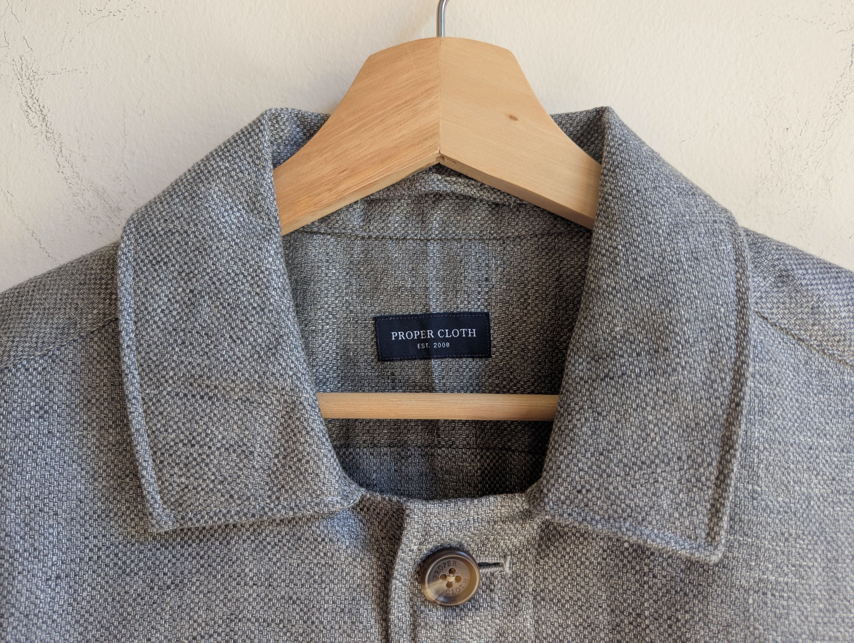 Proper Cloth Hopsack Linen-Lyocell Shirt Jacket Size US L / EU 52-54 / 3 - 6 Thumbnail