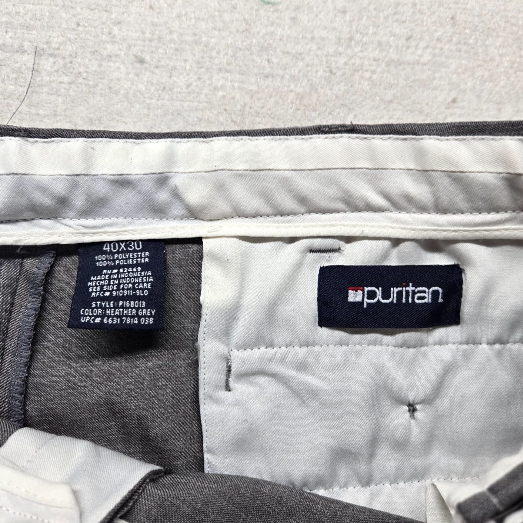 Vintage Puritan Dress Pants Gray Adult Men's Size 40 Pockets Zip Polyester Regular Straight Inseam 30wear Size US 40 / EU 56 - 2 Thumbnail