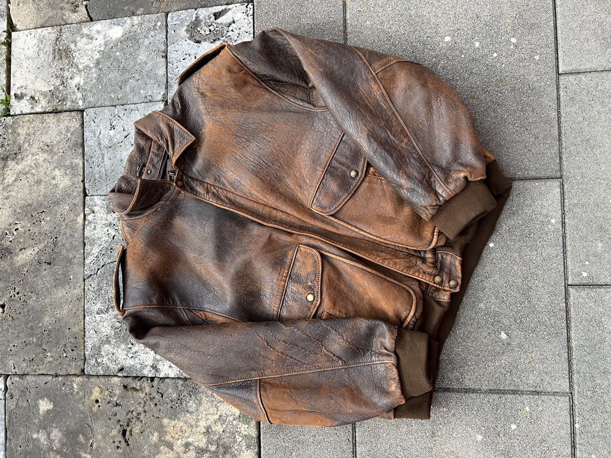 image of Vintage Leather Jacket in Brown, Men's (Size XL)