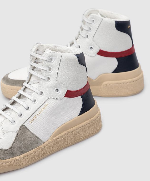Saint Laurent Paris o1s1wg111024 SL24 Mid-Top Sneakers Canvas Leather Suede Size US 5.5 / IT 35.5 - 5 Thumbnail
