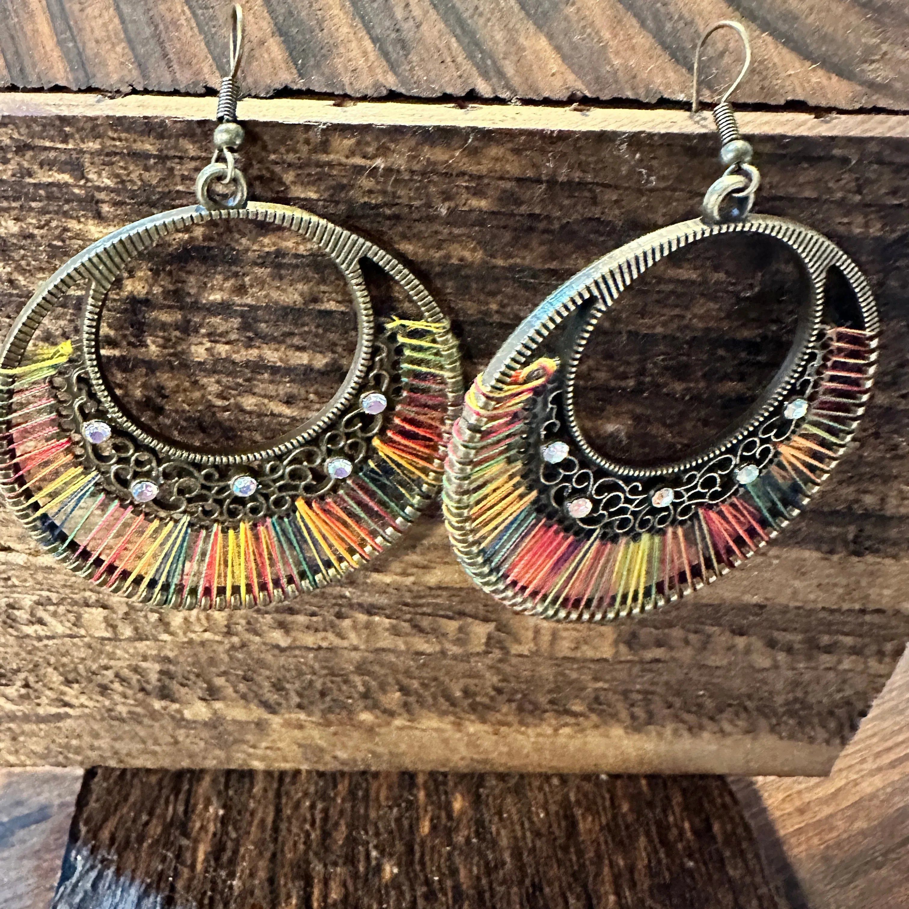 Other Boho Hippie Cowgirl Threaded Loop Wire Drop Earrings, Multic Size ONE SIZE - 3 Thumbnail