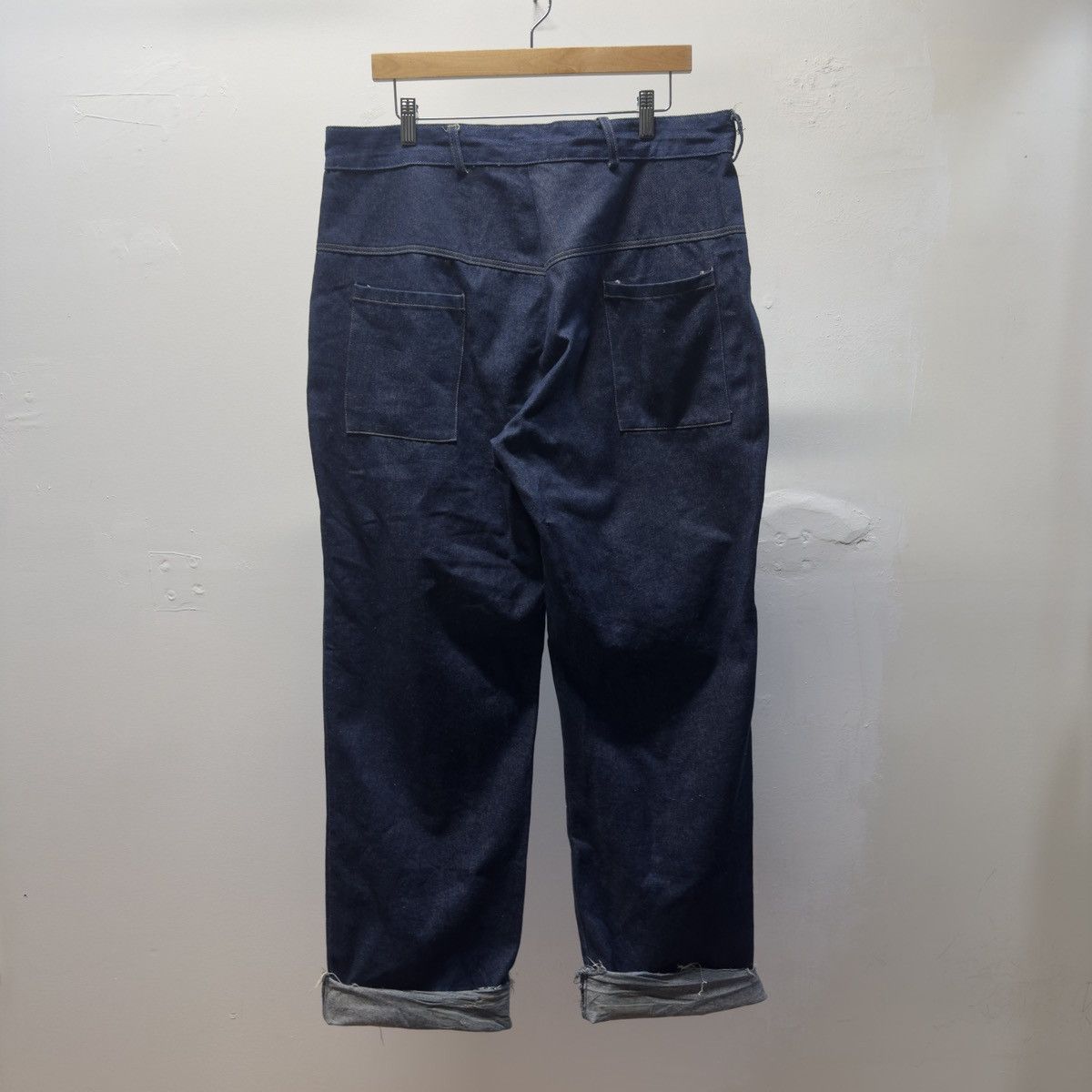 Vintage 80s Dark Wash Baggy Wide Leg Denim Jeans ERD Grunge Chrome Size US 37 - 2 Thumbnail