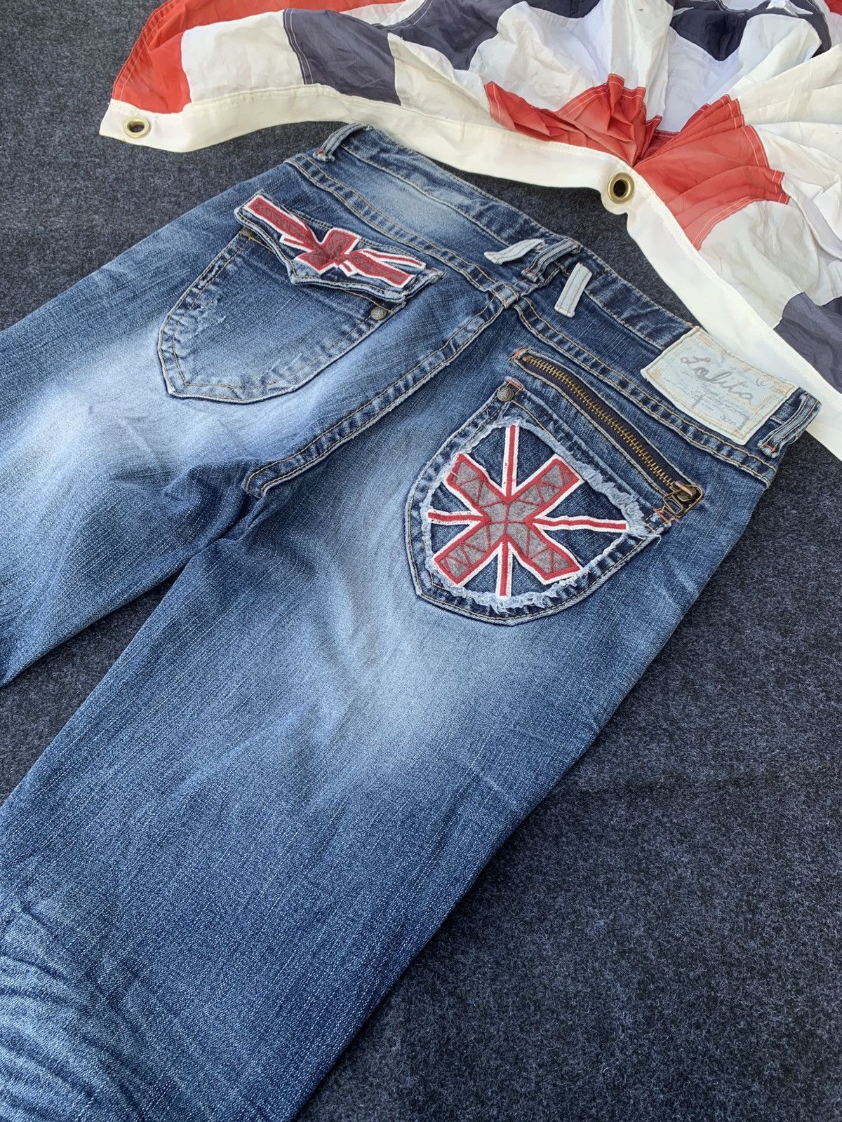 Beauty Beast Lolita Jeans Union Jack Embroidery Flared Denim Size US 32 / EU 48 - 10 Thumbnail