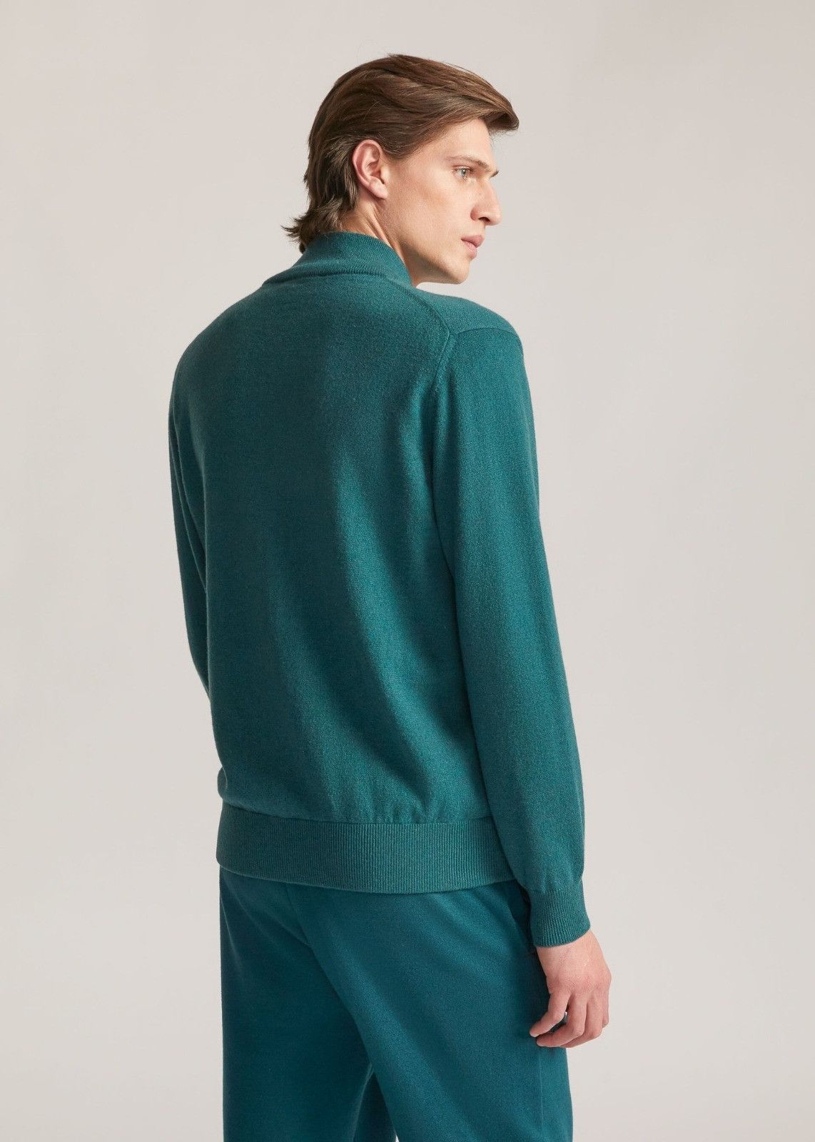 o1loc1c0124 Plain-knit Bomber Jacket in Green