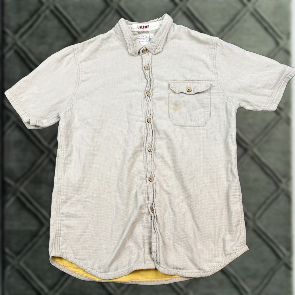 Gramicci VINTAGE Gramicci Shirt Mens L Beige Button-Up Collar Short Sleeve Hiking Size US L / EU 52-54 / 3 - 1 Thumbnail