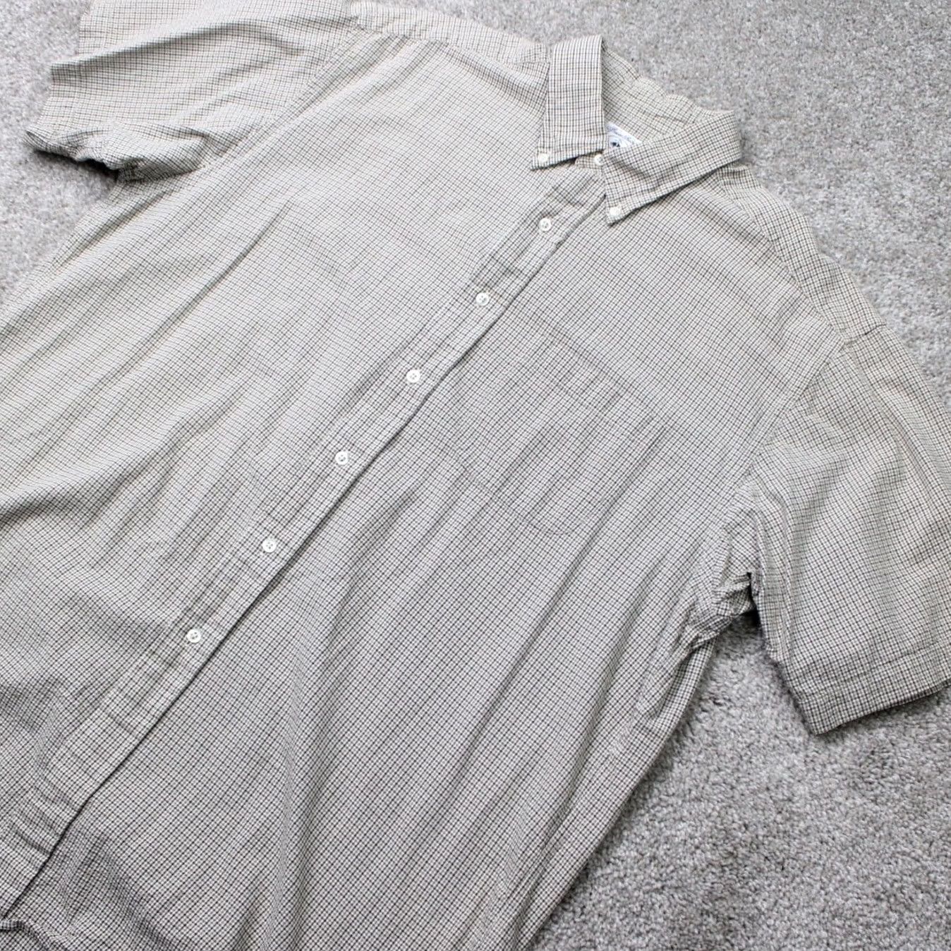 Brooks Brothers Brooks Brothers Sport Shirt Mens Large Beige/Black Cotton Short Sleeve Button-Up Shirt Size US L / EU 52-54 / 3 - 4 Thumbnail