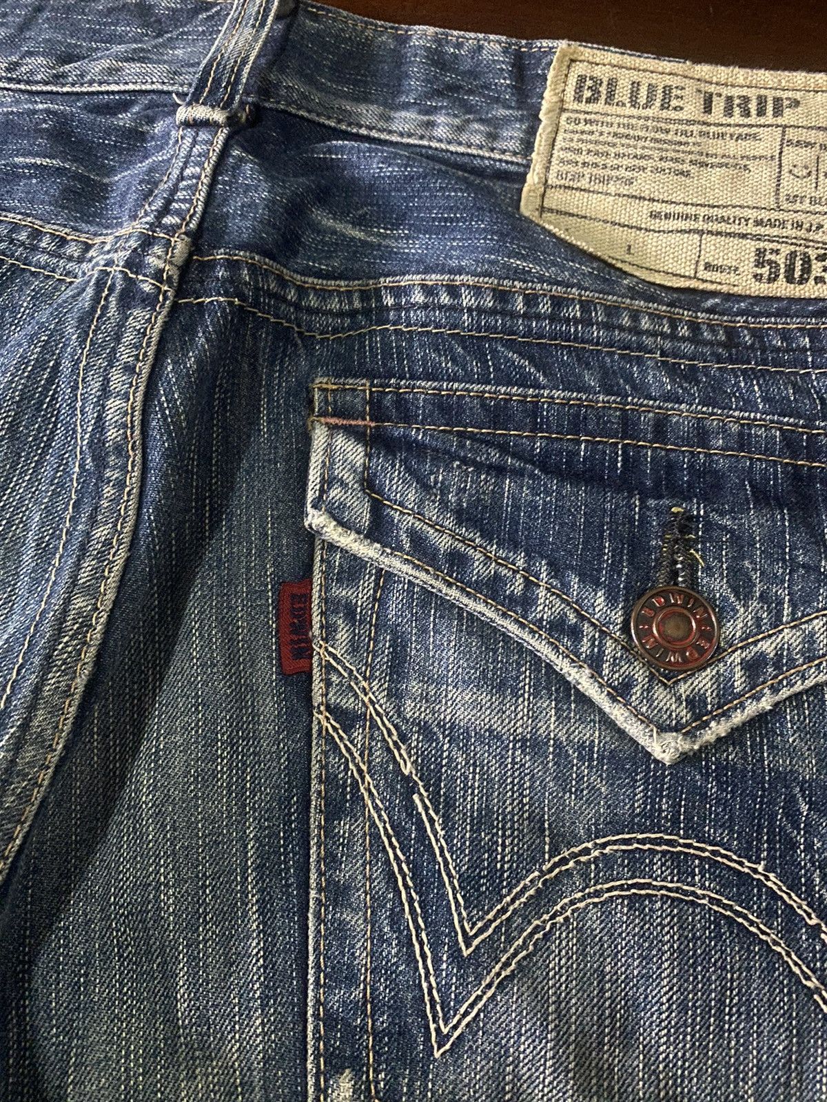 If Six Was Nine EDWIN 503 BLUE TRIP FLARE BOOTCUT DENIM Size US 36 / EU 52 - 21 Thumbnail