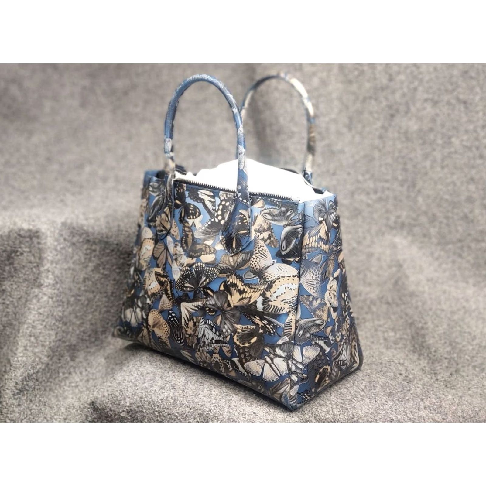 Gianni Chiarini Gianni Chiarini Italy Designer Handbag Shoulder Bag Blue Logo Butterfly - Medium - PVC Lining - PVC Exterior - Blue Hardware - Rayon - Women's Bag Size ONE SIZE - 4 Thumbnail