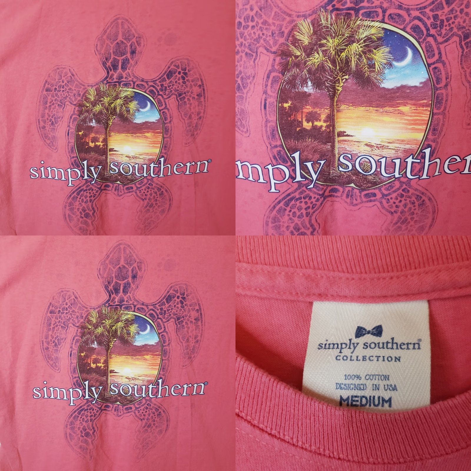 Pinko Simply Southern Womens's M Pink Cotton Turtle Graphic Short Sleeve T Shirt NWOT Size M / US 6-8 / IT 42-44 - 8 Thumbnail