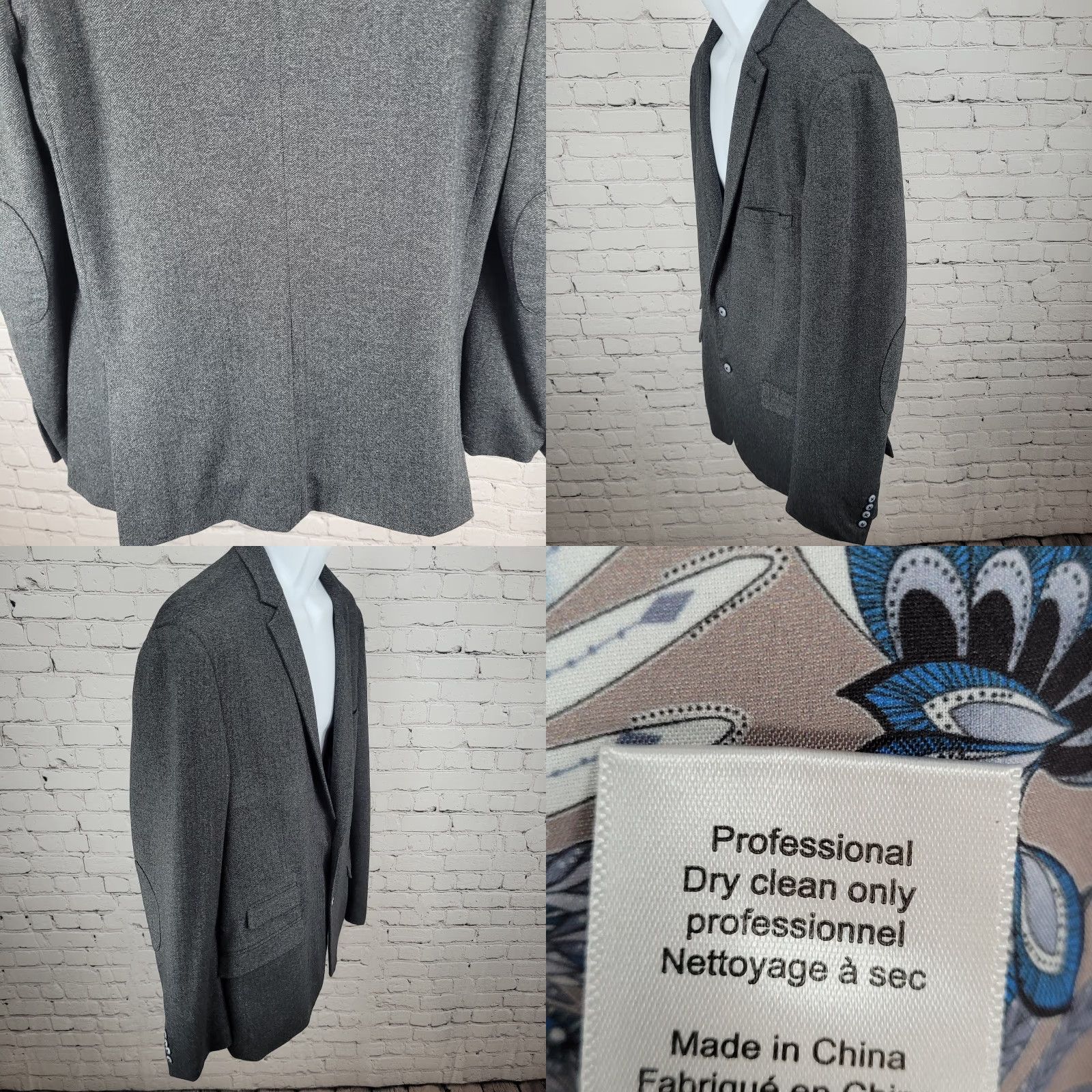 Vintage Paisley & Gray Herringbone Slim Fit Stretch Double Vented Sport Coat Size 46R Size US S / EU 44-46 / 1 - 9 Thumbnail