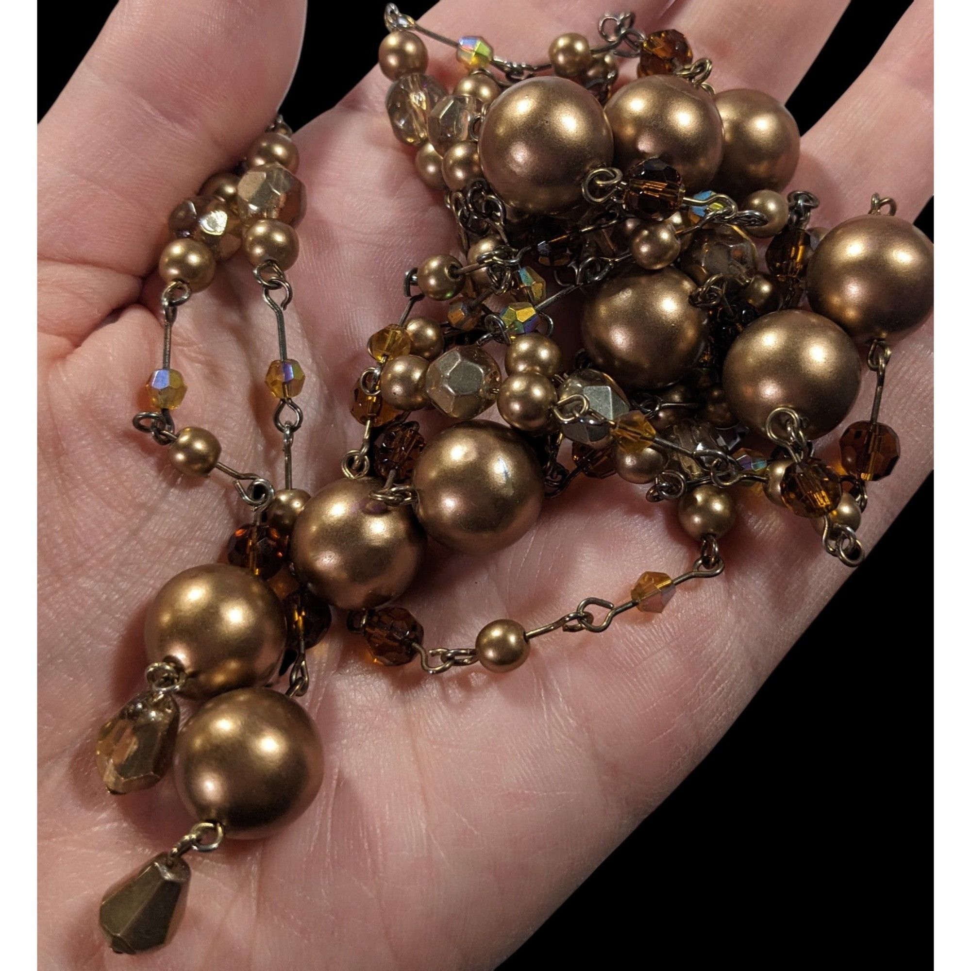 Other Vintage Glam Gold Tone Pearl And Glass Beaded Opera Necklace Size ONE SIZE - 4 Thumbnail