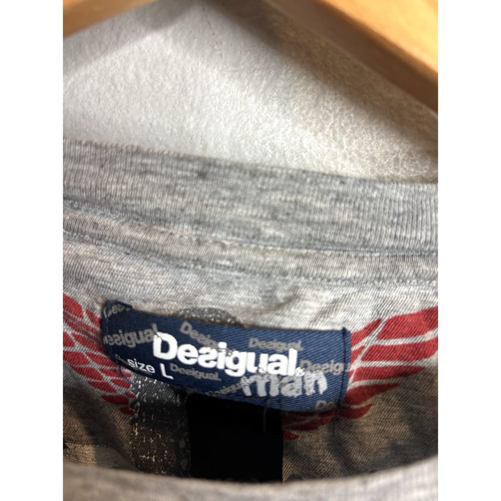 Desigual Desigual Shirt Mens L Gray Graphic Long Sleeve Y2K Print Cotton Size US L / EU 52-54 / 3 - 4 Thumbnail