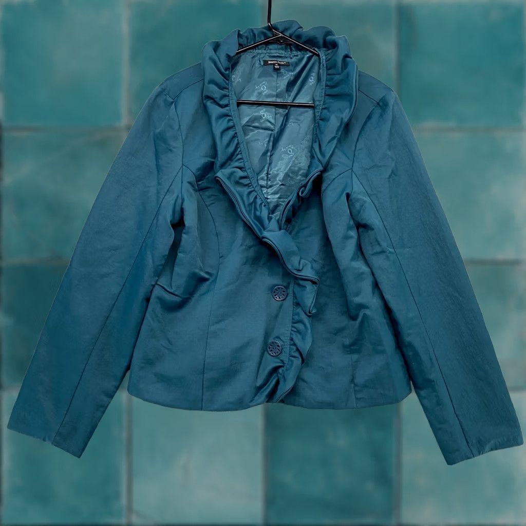 Altea Samuel Dong Jacket Womens XL Teal Ruffled Collar Artsy Boho 90s Size XL / US 12-14 / IT 48-50 - 1 Thumbnail