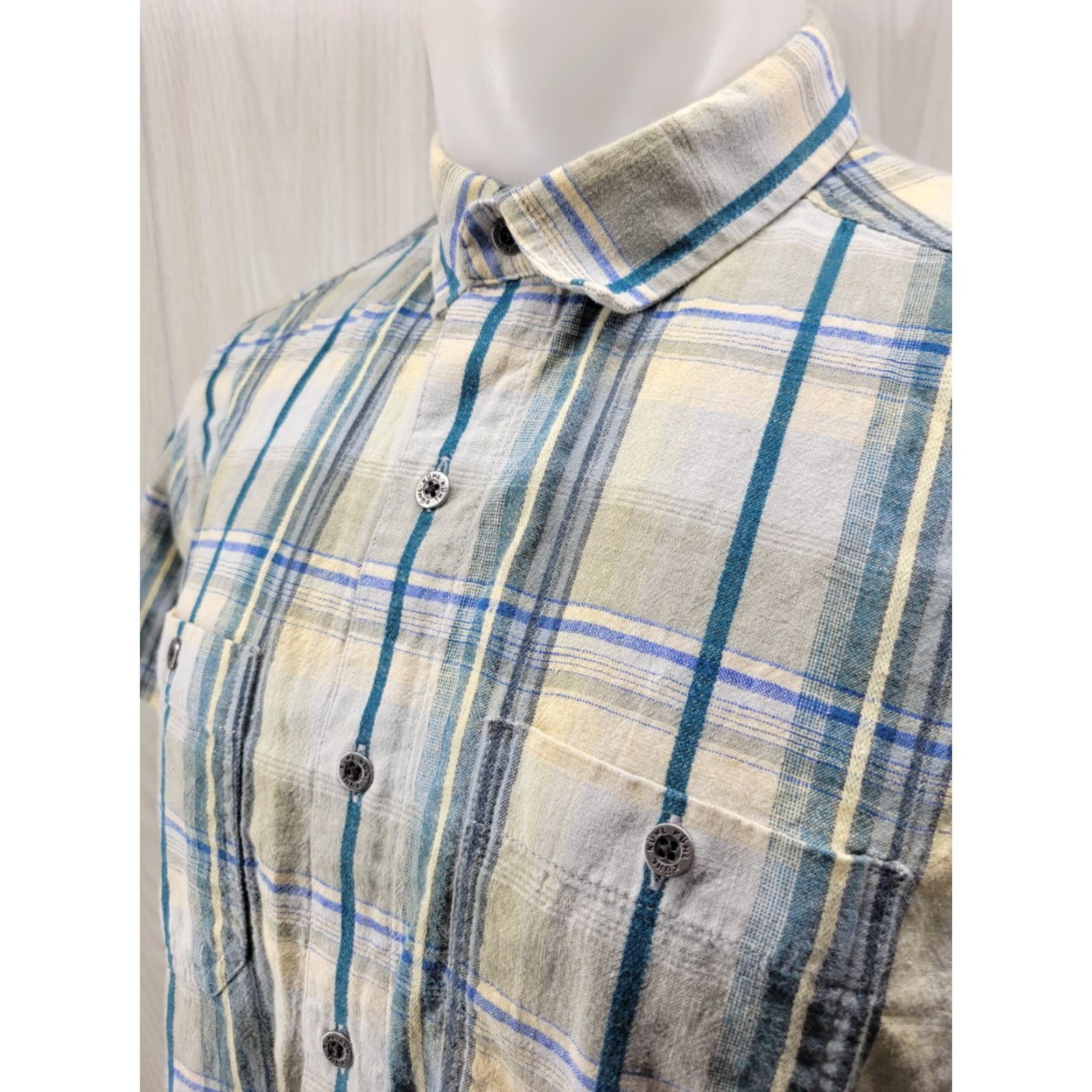 Vintage Kuhl Button-Up Shirt Mens Large White Blue Plaid Short Sleeve Size US L / EU 52-54 / 3 - 3 Thumbnail