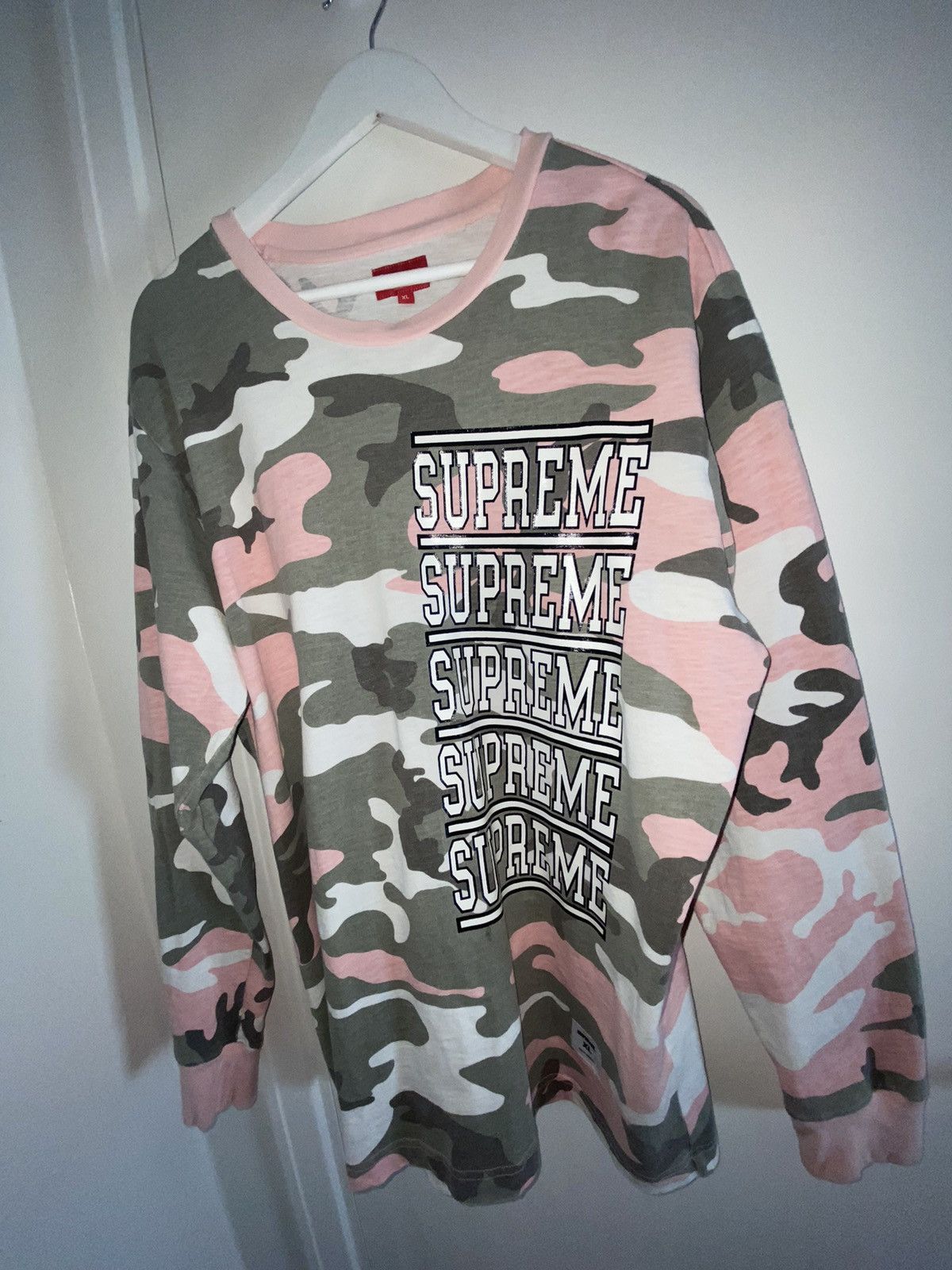 Supreme Supreme Stacked L/S Tee Pink Camo | Grailed