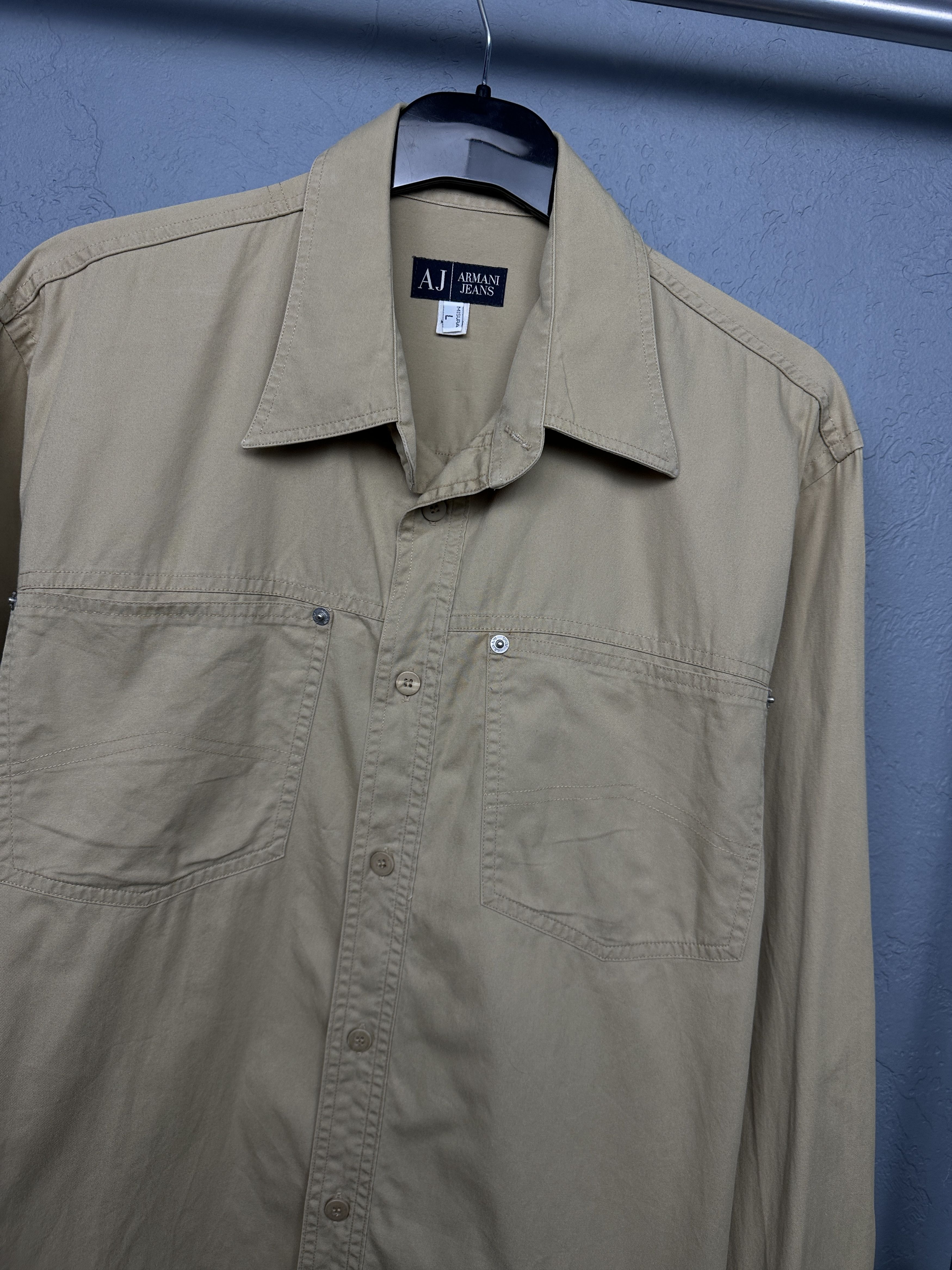 Armani Armani Jeans 90s Vintage Mens Denim Shirt Size US L / EU 52-54 / 3 - 2 Thumbnail