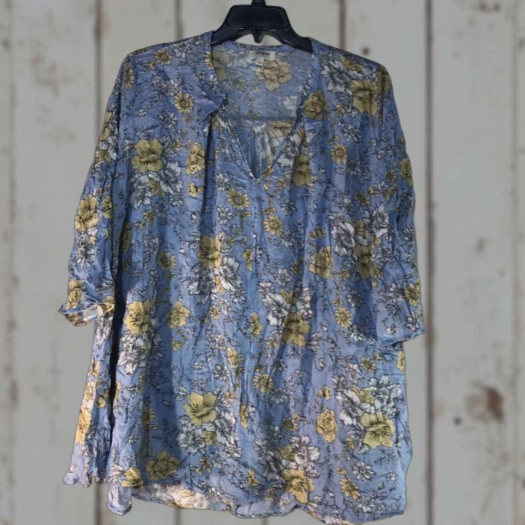 Vintage Umgee Blue Floral 3/4 Peasant Sleeve Oversized At Knee Dress Womens Size L Size L / US 10 / IT 46 - 1 Thumbnail