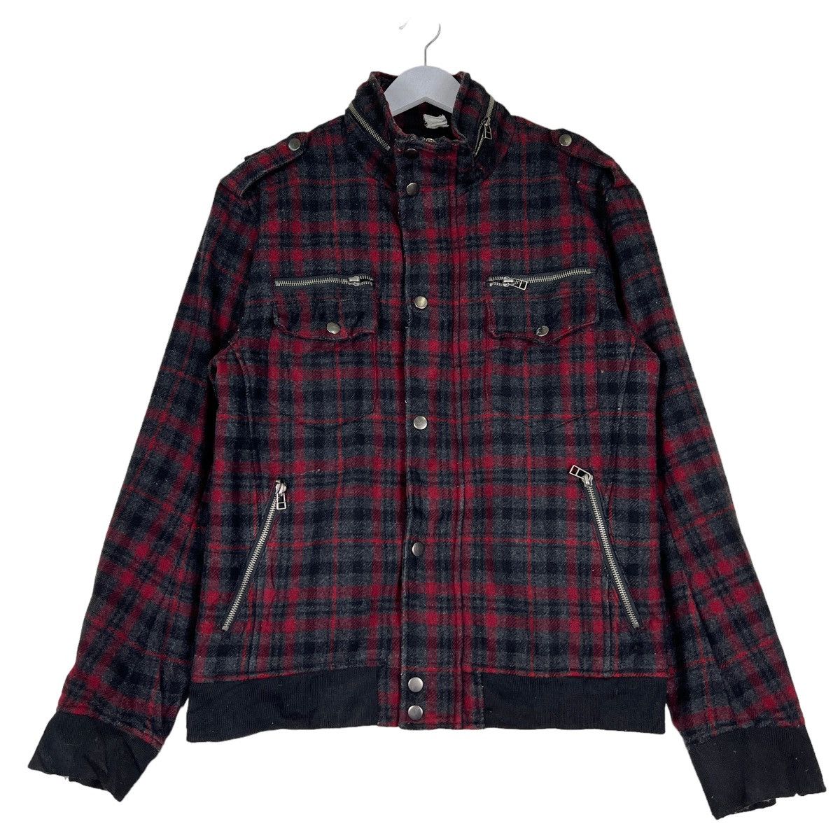 🔥 SEMANTIC DESIGN WOOL PLAID ZIPPER JACKET