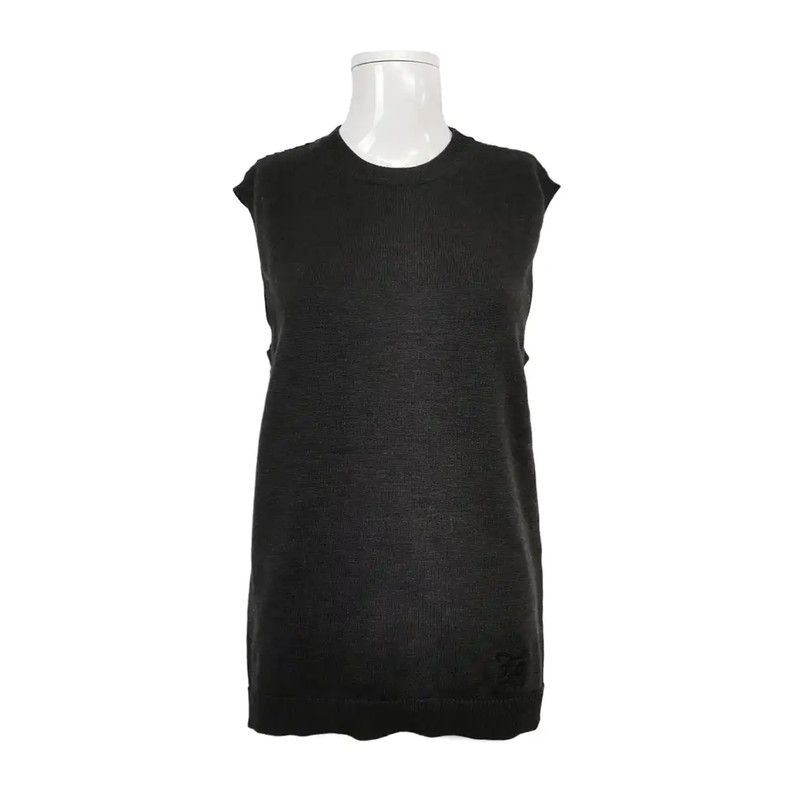 Fendi Fendi Women's Grey Wool Logo Knit Top 0089 Size XS / US 0-2 / IT 36-38 - 1 Thumbnail
