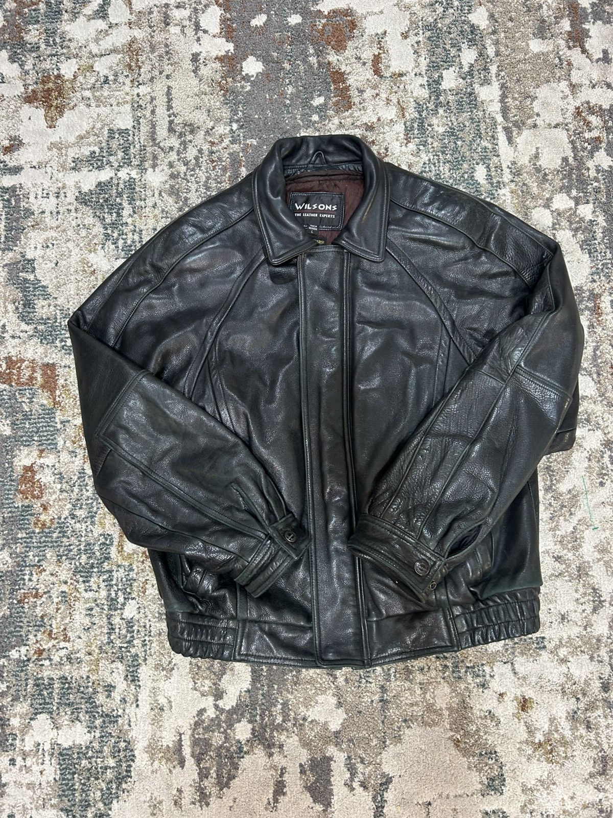 Wilsons Leather Vintage Black Leather Bomber Jacket Heavyweight Thinsulate Size US L / EU 52-54 / 3 - 1 Thumbnail