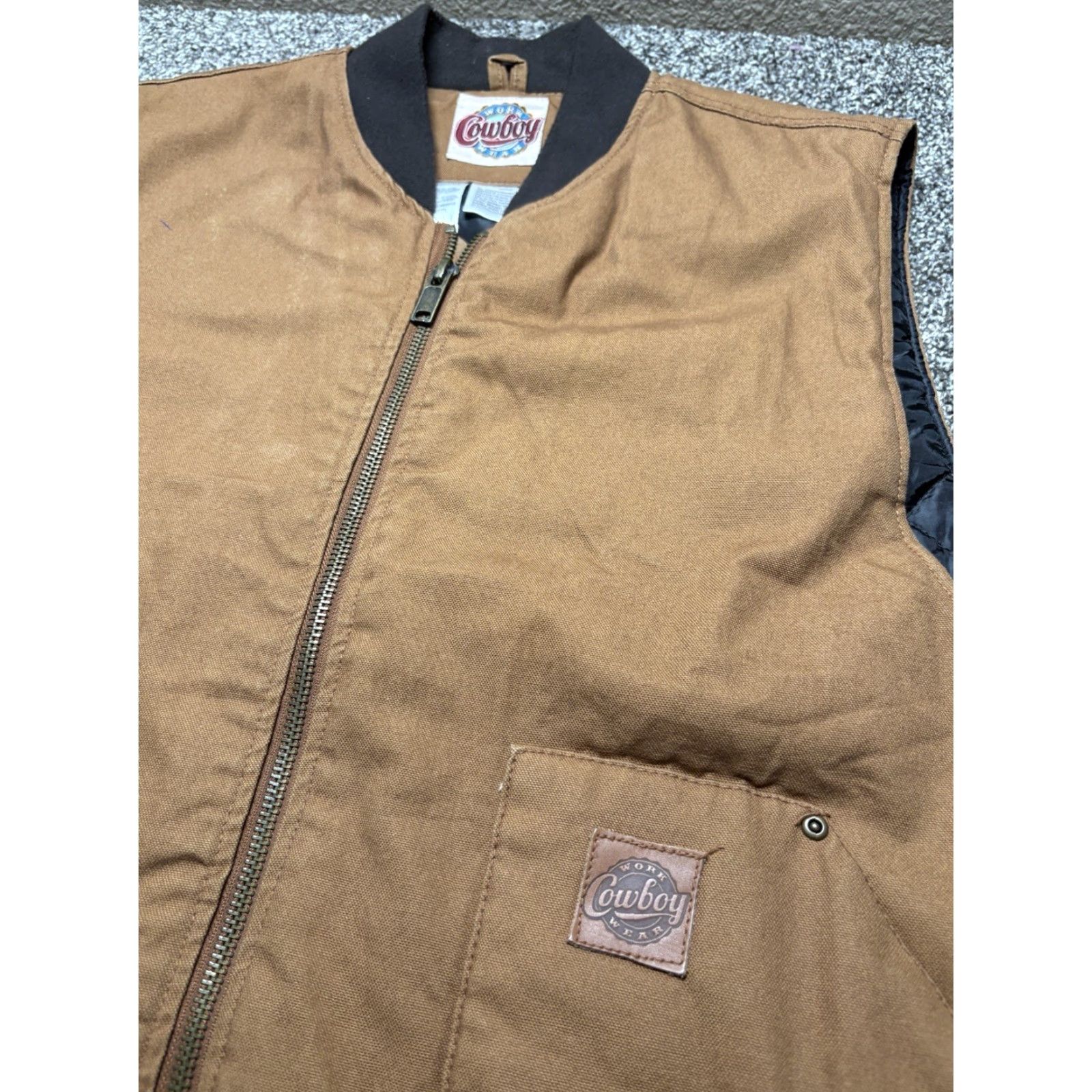 Vintage VINTAGE Cowboy Work Wear Vest Mens 2XL Canvas Brown Quilted Nylon Lined Full Zip USA Size US XXL / EU 58 / 5 - 2 Thumbnail