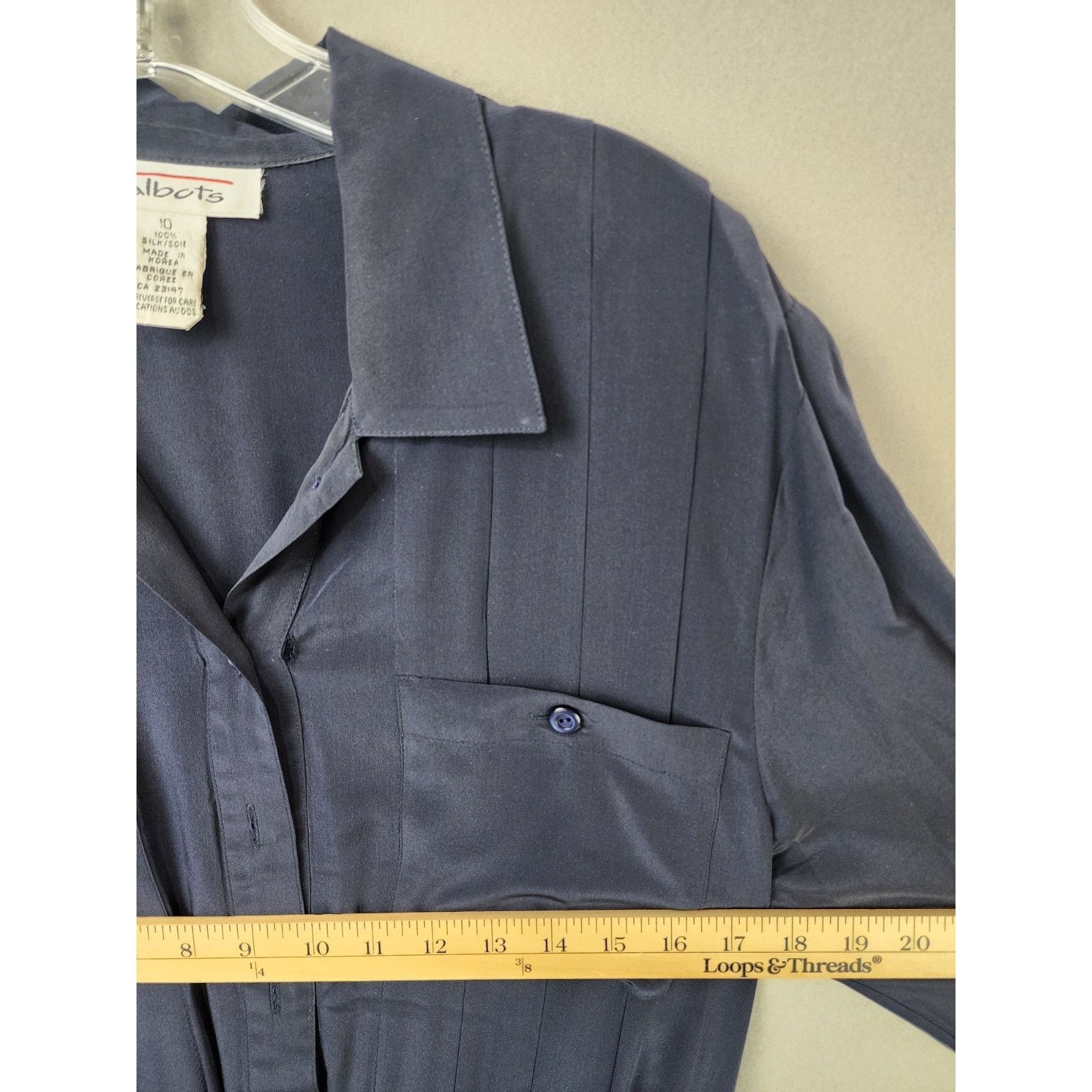 Other Talbots 100% Silk Navy Shirt Dress Size 10 Collared Button Size L / US 10 / IT 46 - 4 Thumbnail