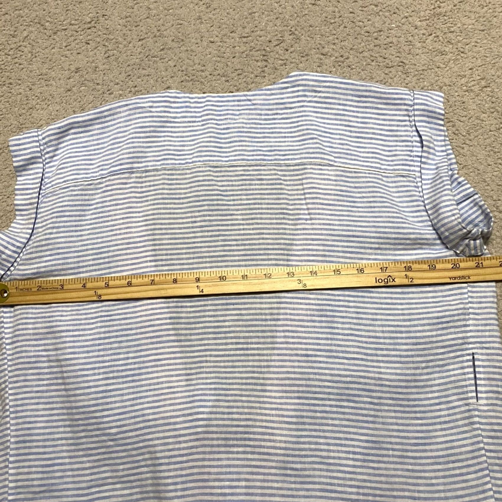 Vineyard Vines Vineyard Vines Blouse Wrap Shirt Womens S Blue Striped Linen V-Neck Beach 90s Style Size S / US 4 / IT 40 - 6 Thumbnail