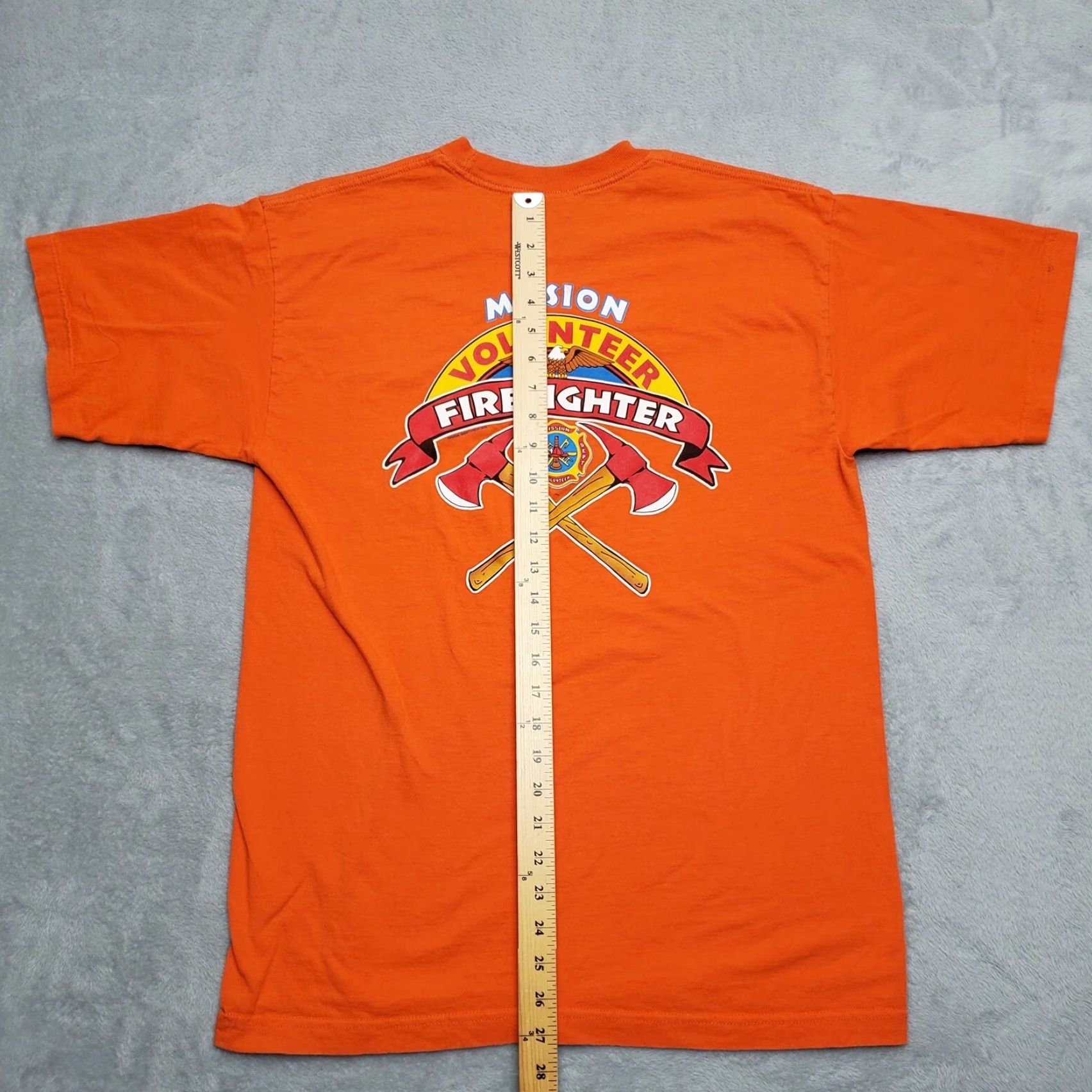 Vintage VTG Firefighter Shirt Men L Orange Mission Montana Flathead Volunteer TEE Size US L / EU 52-54 / 3 - 7 Thumbnail