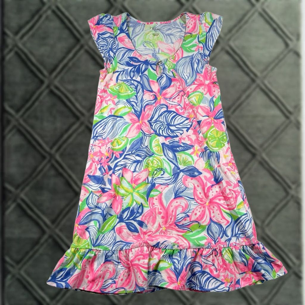 Lilly Pulitzer Lilly Pulitzer Womens XS Rejina Floral Mini Cotton Dress Beachy Tropical Keyhole Size XS / US 0-2 / IT 36-38 - 1 Thumbnail