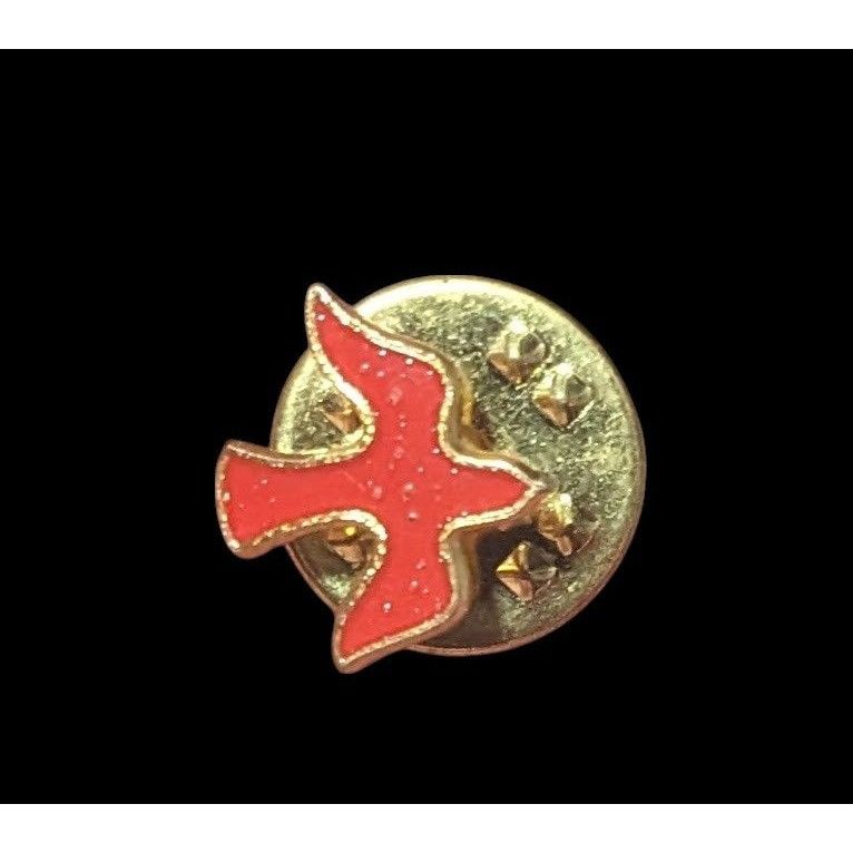 Other Minimalist Dove Shaped Red And Gold Tone Enamel Filled Lapel Size ONE SIZE - 1 Thumbnail