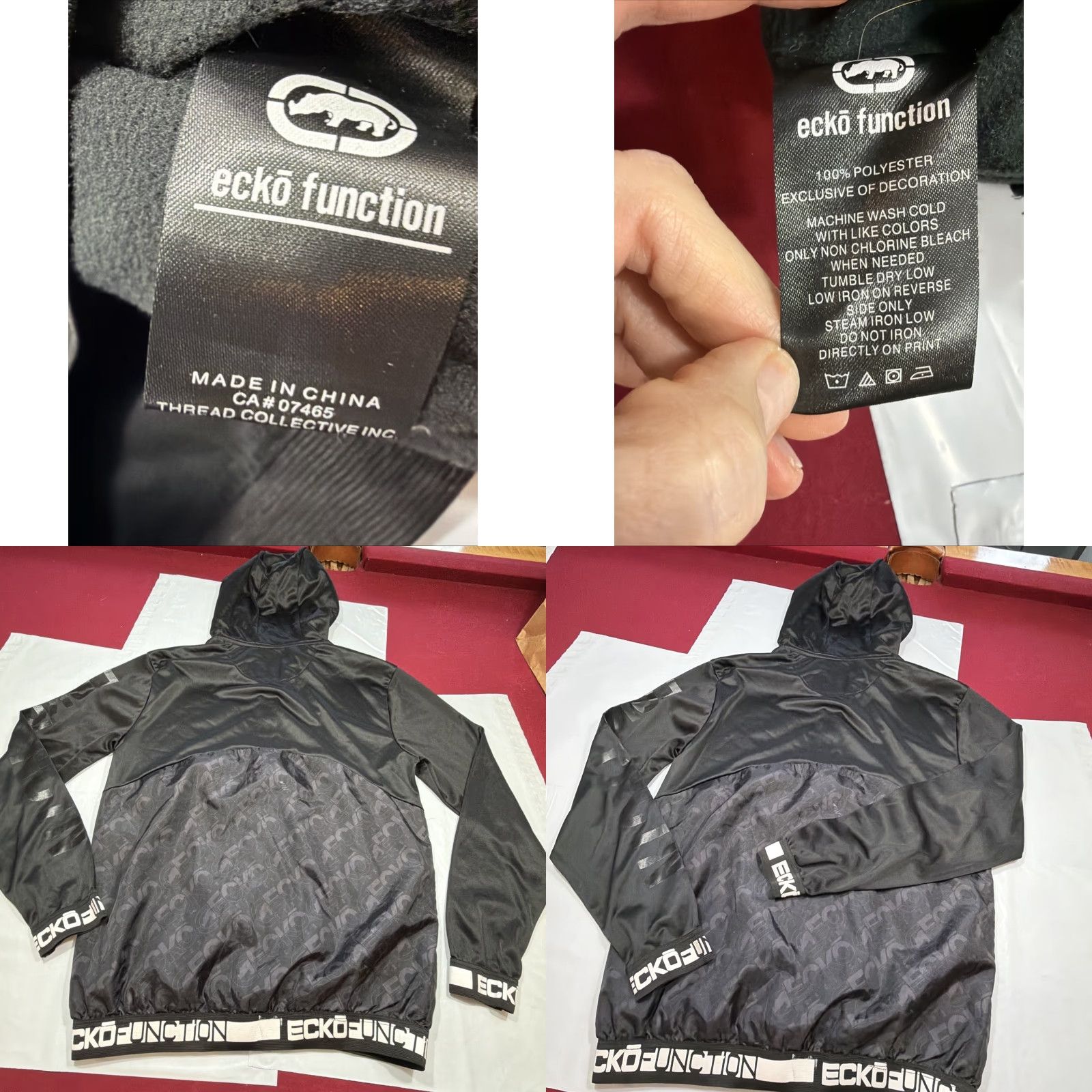 Vintage VINTAGE Ecko Function Black white Hooded Zip Up Athletic Silk Jacket Spellout Mens Med Jacket Size US M / EU 48-50 / 2 - 9 Thumbnail