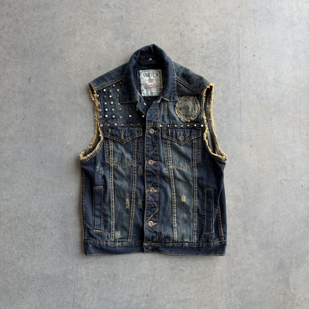 Japanese Brand × Vintage CRAZY Y2K Vintage Scab Punk Studded Jean Jacket Vest Thrash Size US M / EU 48-50 / 2 - 1 Thumbnail