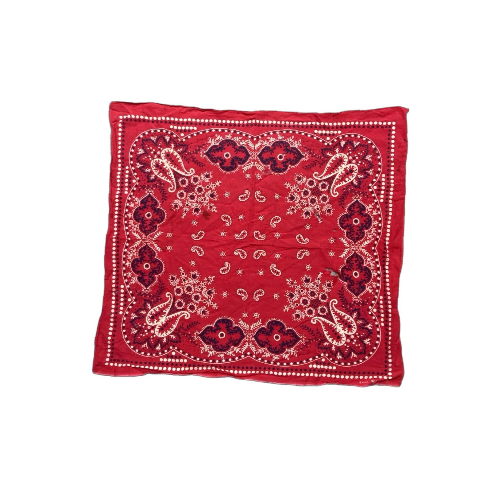 Vintage VINTAGE Elephant Bandana Trunk Down Red Handkerchief Dots Selvedge Cowboy Worn Size ONE SIZE - 1 Thumbnail