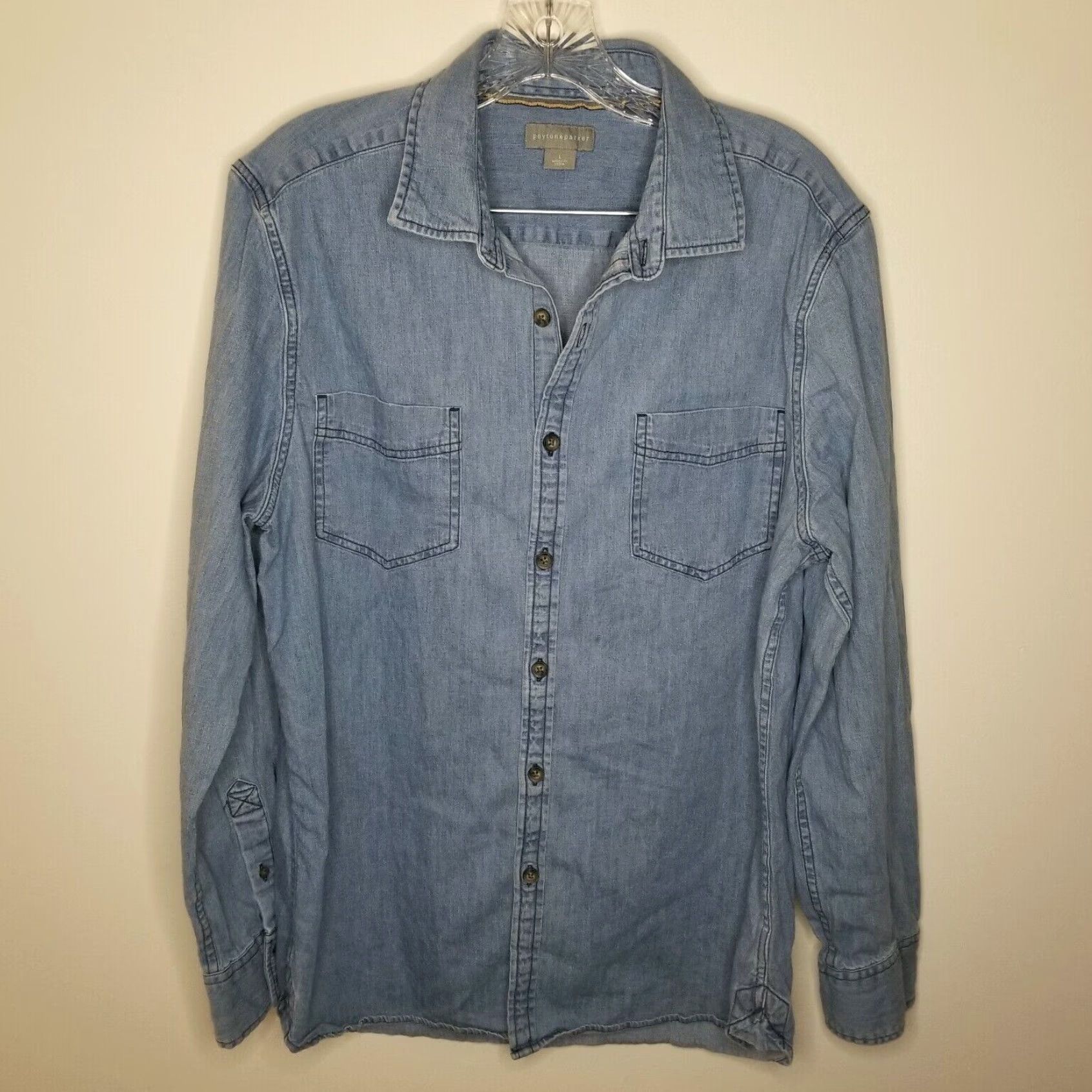 Parker Peyton and Parker Men's Long Sleeve Button Up Shirt Blue Large Size US L / EU 52-54 / 3 - 1 Thumbnail
