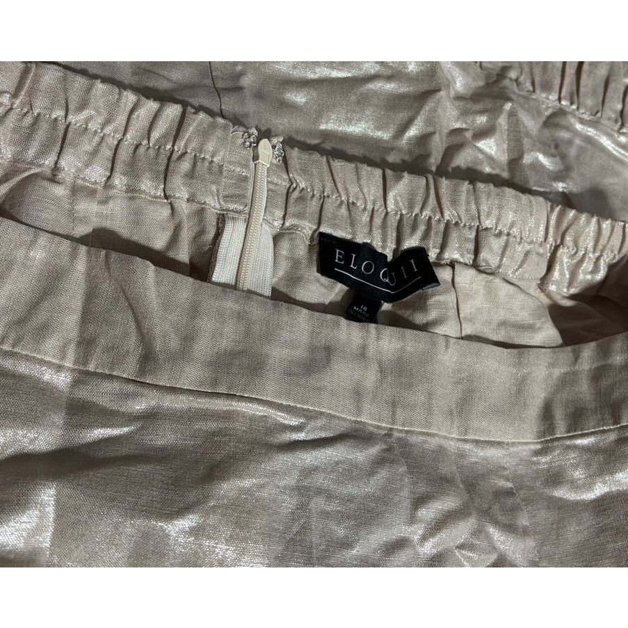 Other PLUS Size 16 | Pink Blush Shimmer Linen Skirt | ELOQUII Size 38" / US 16 / IT 52 - 2 Thumbnail