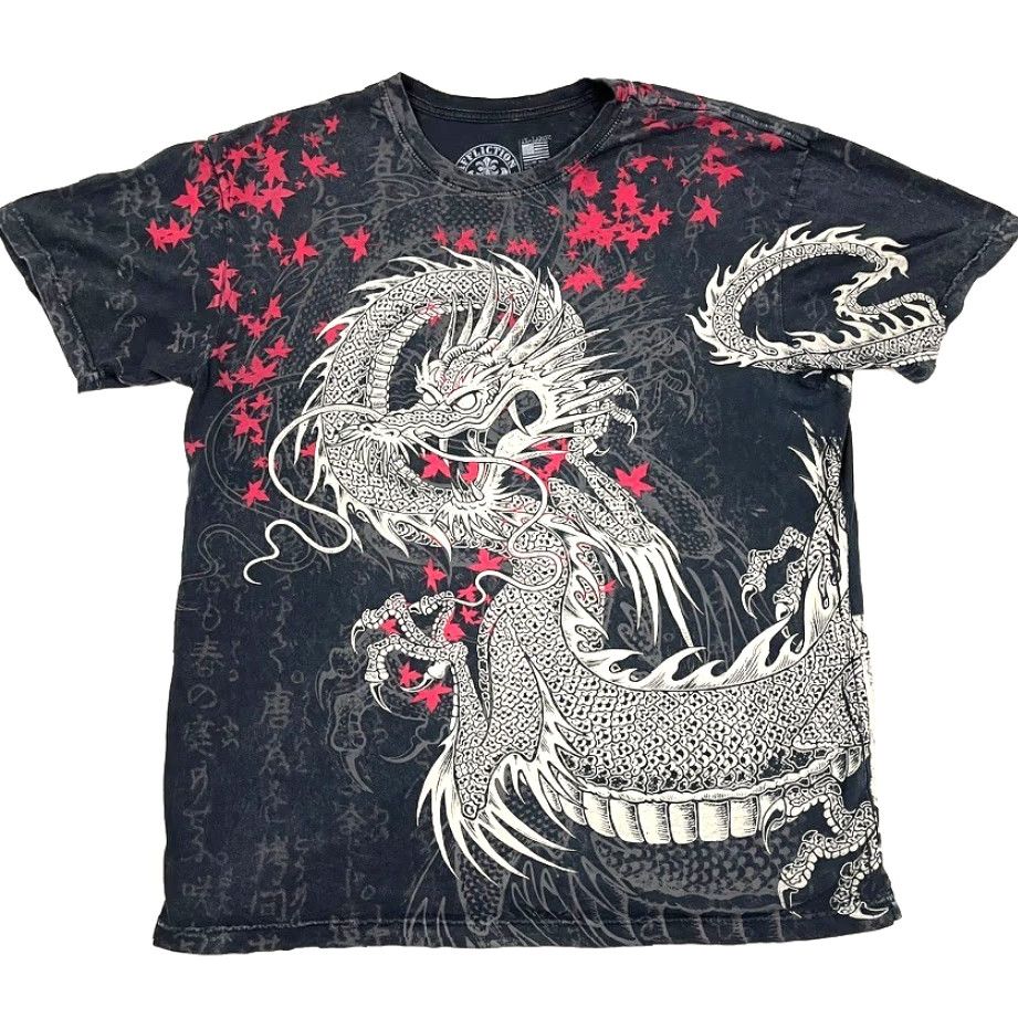 Affliction VINTAGE Affliction Shirt Mens 2XL XXL Black Graphic Print Crew Neck Short Sleeve Distressed Grunge Logo 2010s Mens Size US XXL / EU 58 / 5 - 2 Thumbnail
