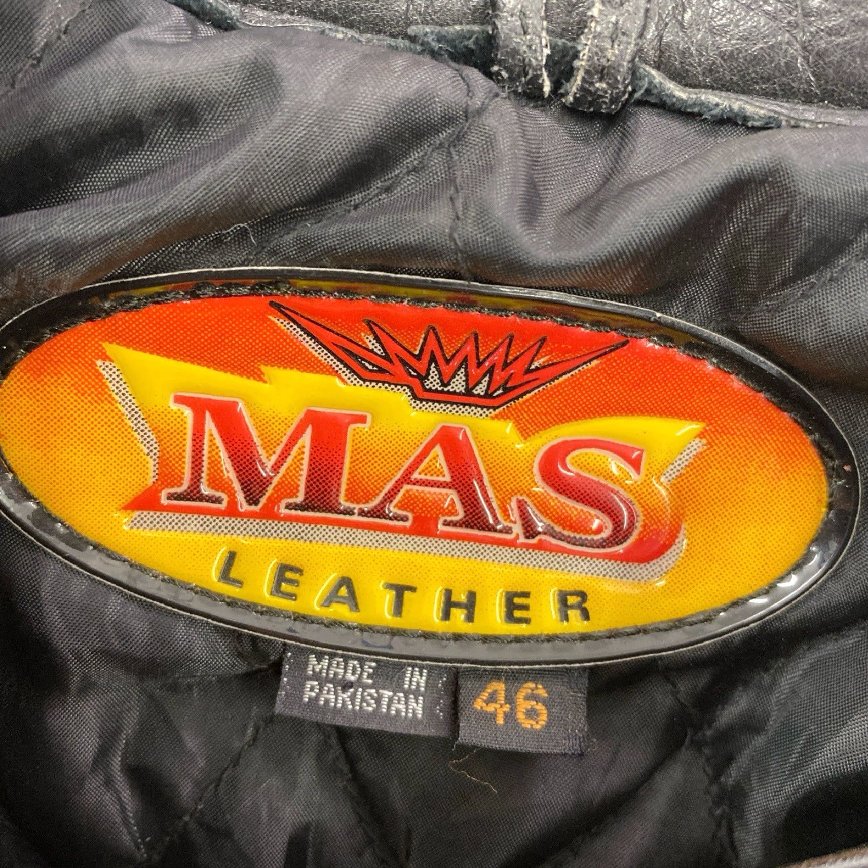 Vintage VINTAGE Leather Jacket Mens 46 Black Biker Motorcycle Flames Jacket Size US S / EU 44-46 / 1 - 5 Thumbnail