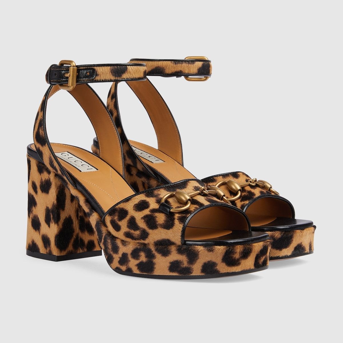 Gucci o1s1wg110425 Women's Horsebit Sandals in Leopard Size US 8.5 / IT 38.5 - 2 Thumbnail