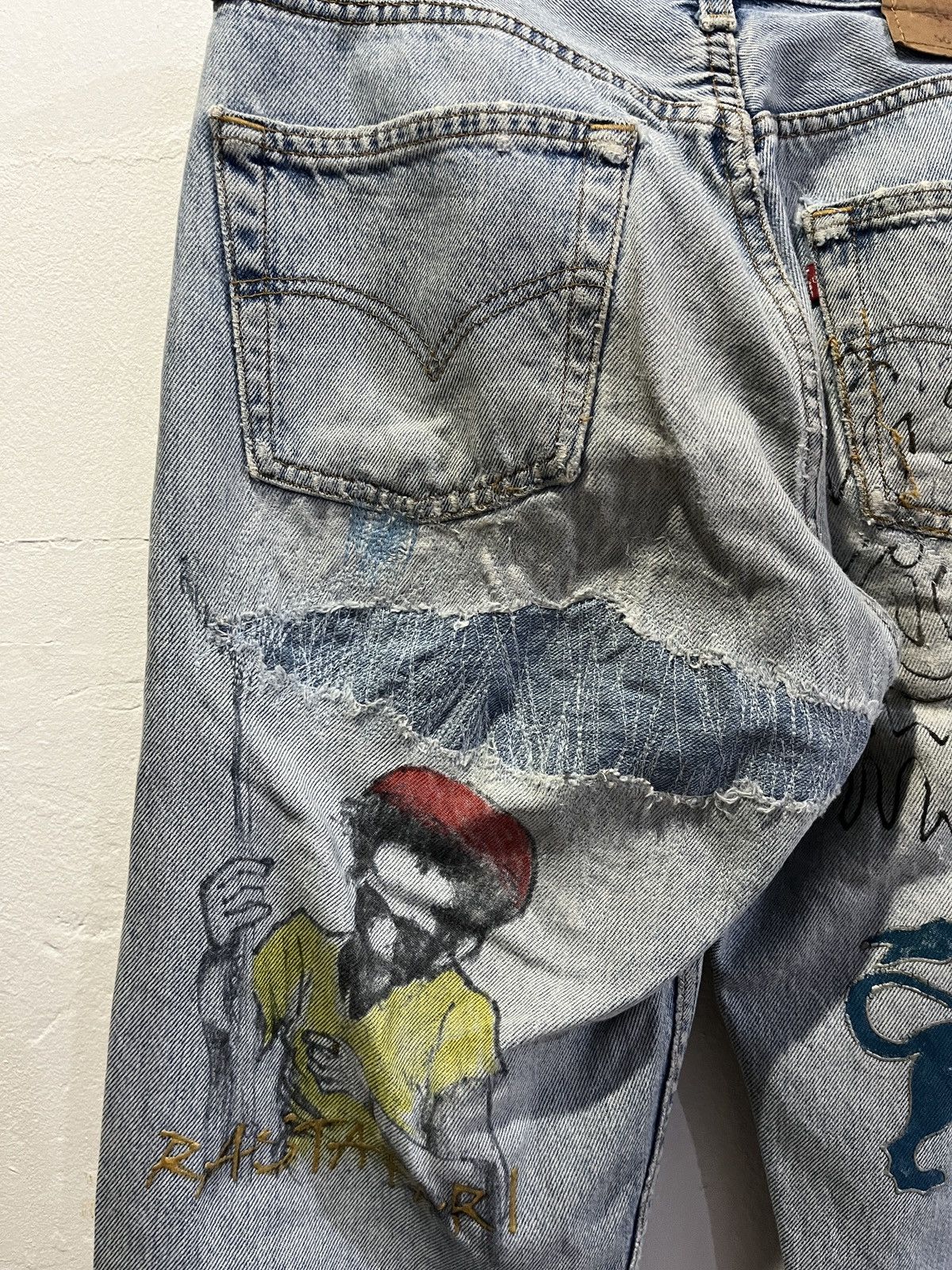 Levi's Vintage Clothing Vintage Levis 501 x Hitomi Handmade x Bob Marley Size US 30 / EU 46 - 8 Thumbnail