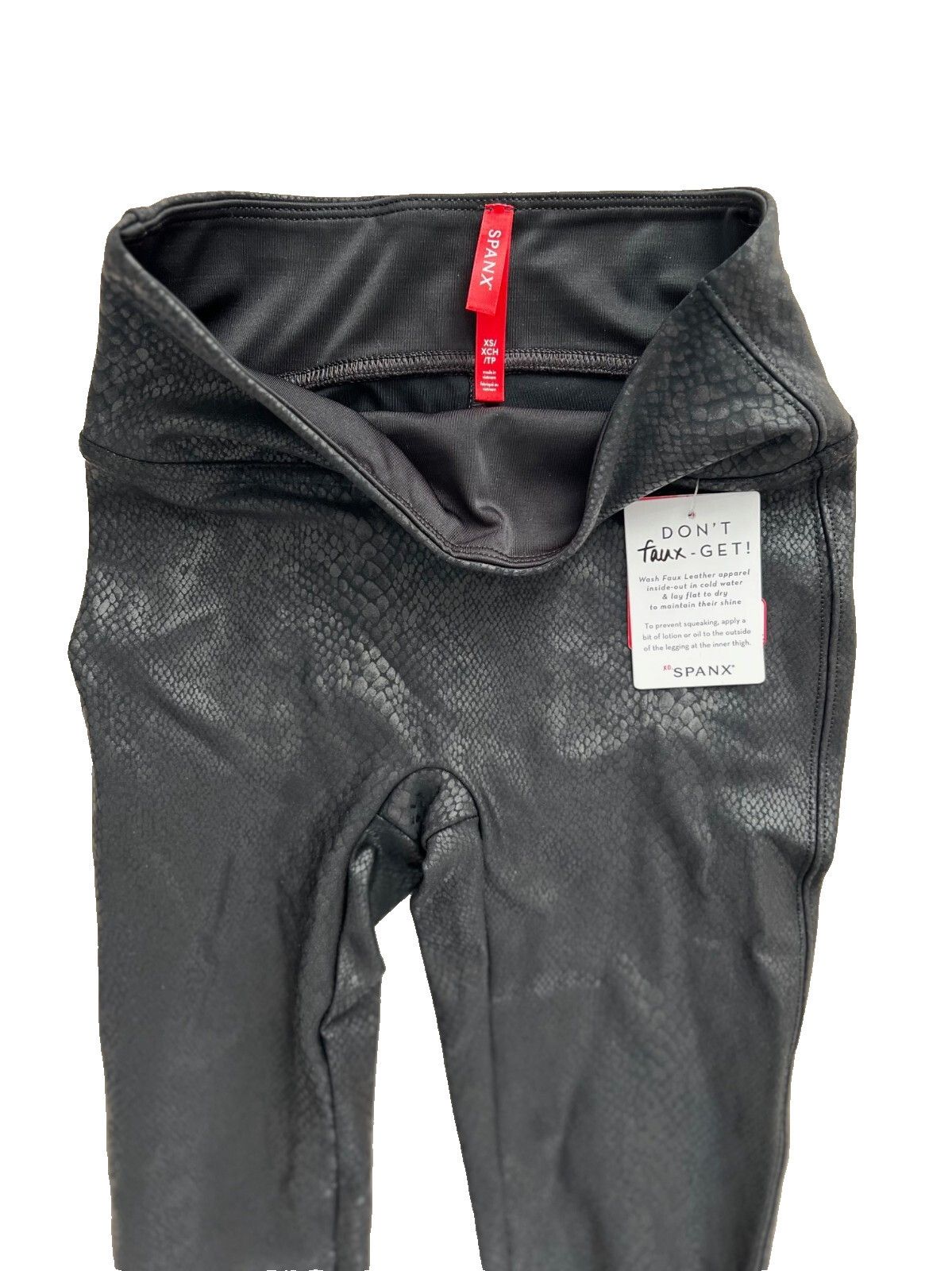 Spanx SPANX 20458R Faux Leather Foiled Snake Leggings Black ( XS ) Size 24" / US 00 / IT 34 - 4 Thumbnail
