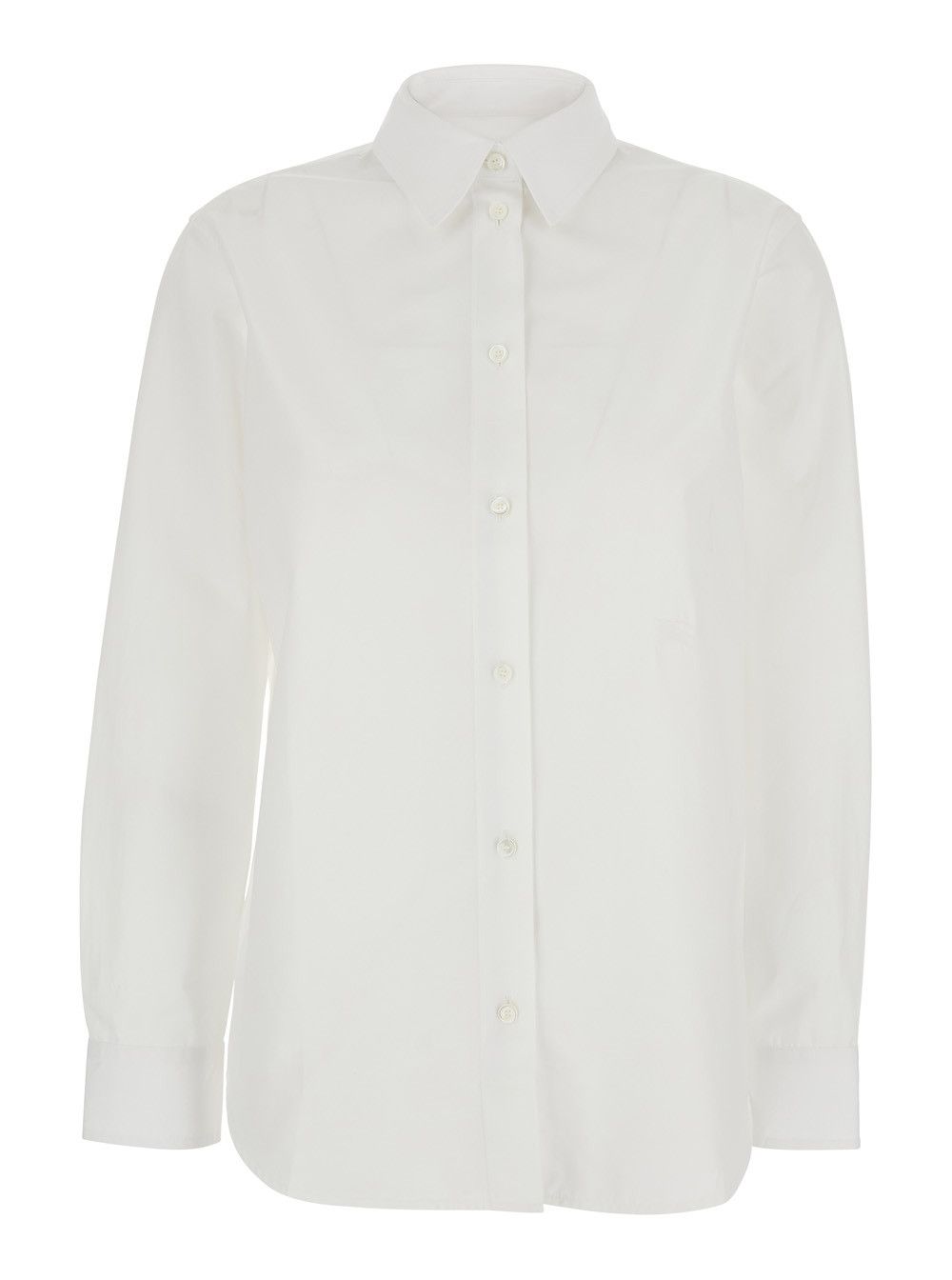 Burberry 'Ellora' White Shirt with Pointed Collar and Tone-on-Tone Embroidered Logo in Cotton Woman Size S / US 4 / IT 40 - 1 Thumbnail