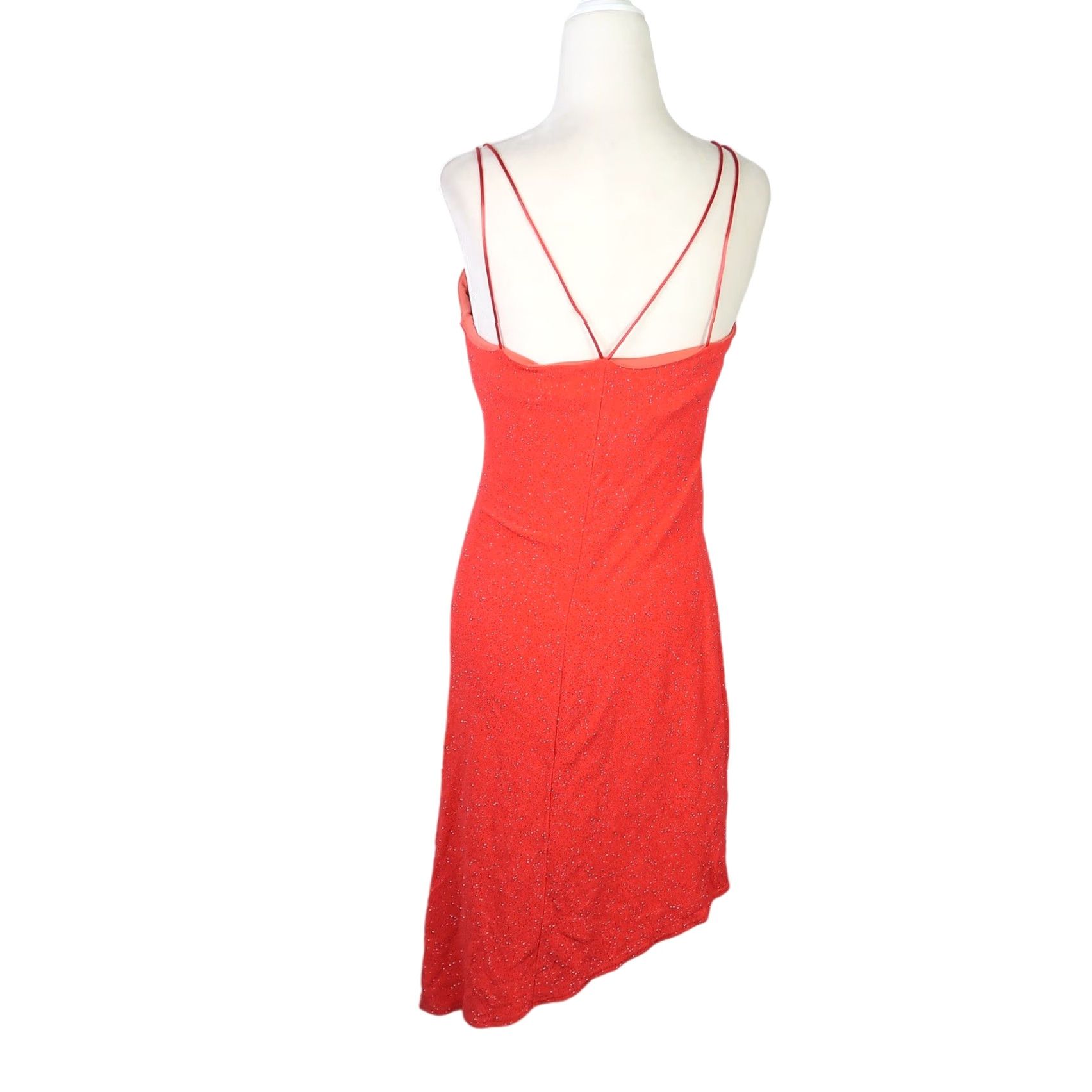 Vintage VINTAGE Byer Too! dress Party Mini 90s Coral Red Sparkly Asymmetrical Sleeveless M Womens Size M / US 6-8 / IT 42-44 - 4 Thumbnail