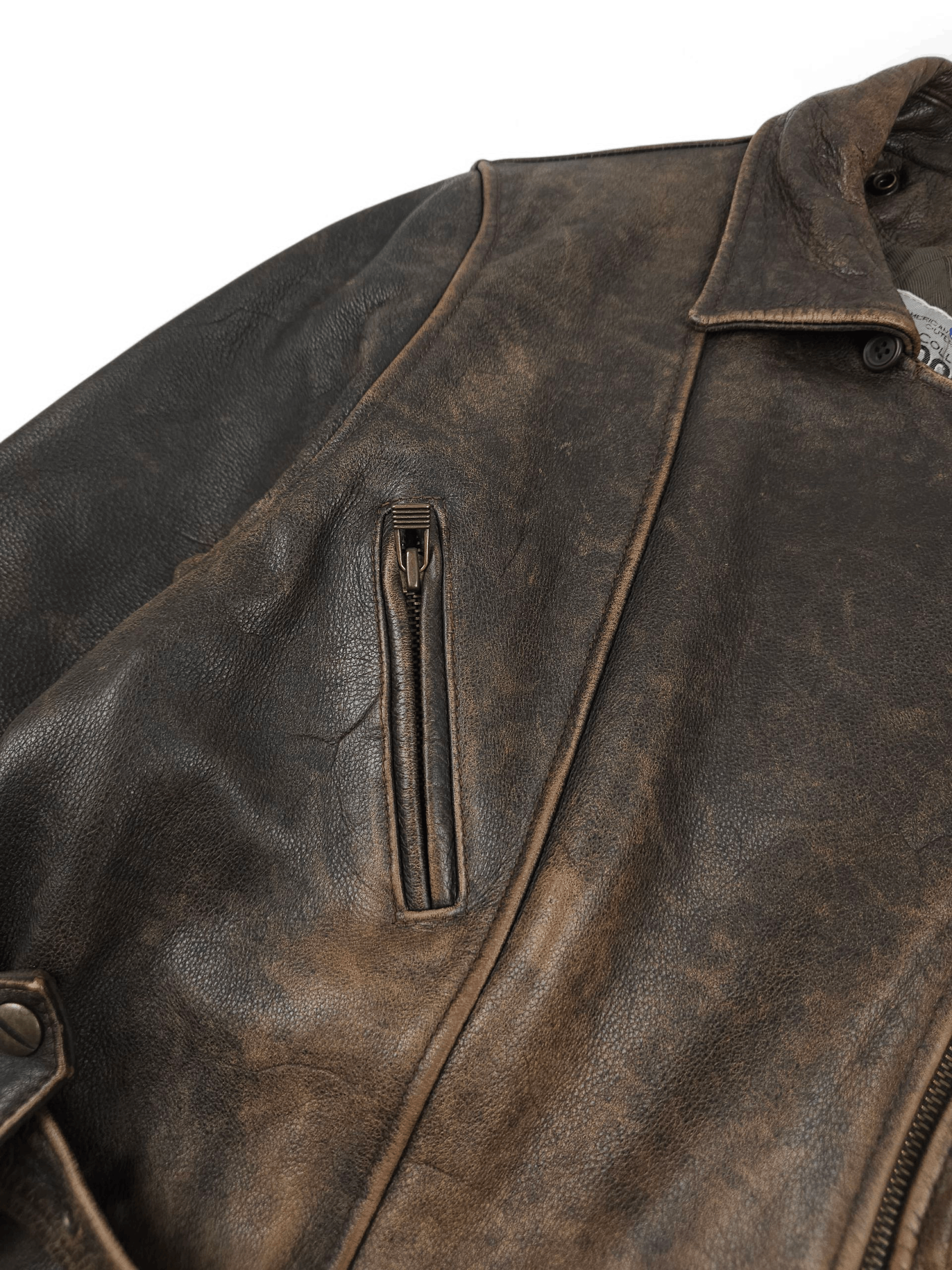 Vintage 💎 Vintage Brown Distressed Leather Belted Biker Jacket XS Size XS / US 0-2 / IT 36-38 - 3 Thumbnail