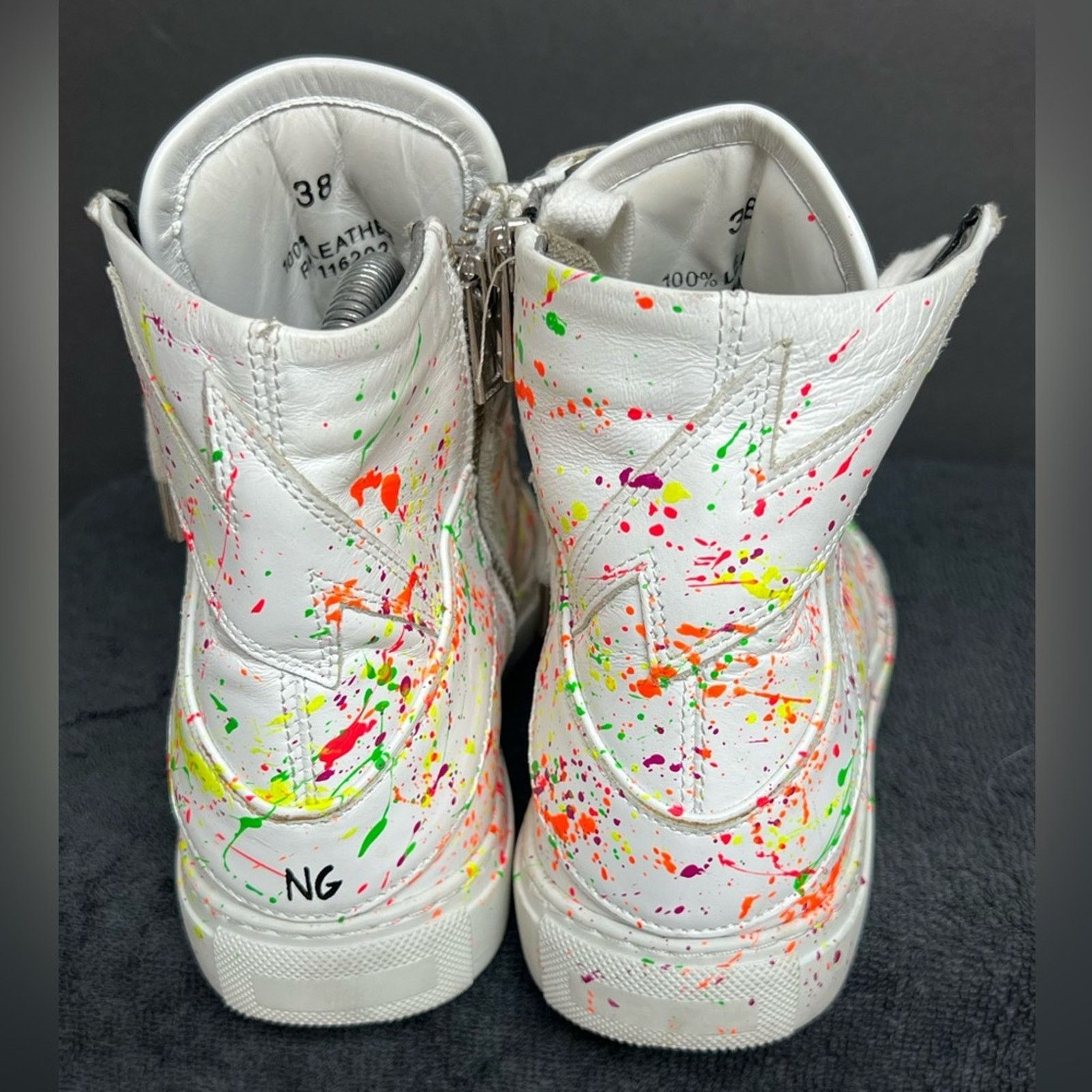 Zadig & Voltaire Zadig & Voltaire High Flash Keith Leather Graffiti Sneakers Size US 7 / IT 37 - 8 Thumbnail