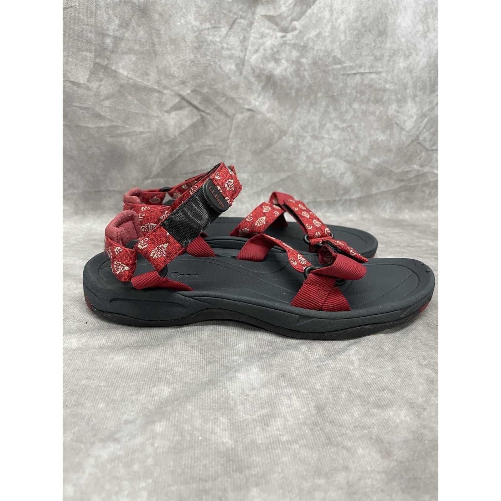 L.L. Bean LL BEAN Women's Red Nylon Hook & Loop Strappy Sport Sandals Size US 8.5 / IT 38.5 - 4 Thumbnail
